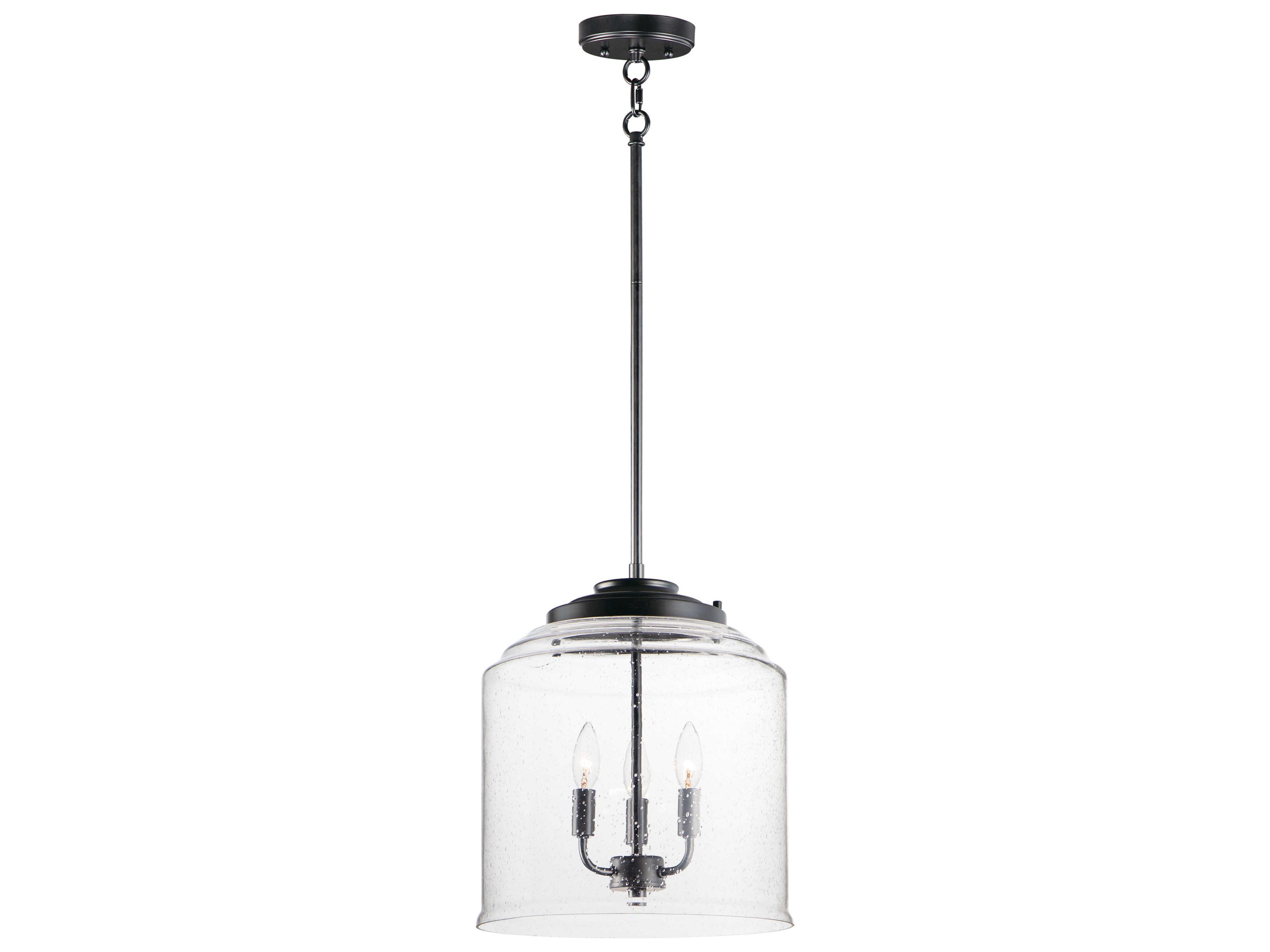 Acadia 3-Light Black Glass Bell Chandelier