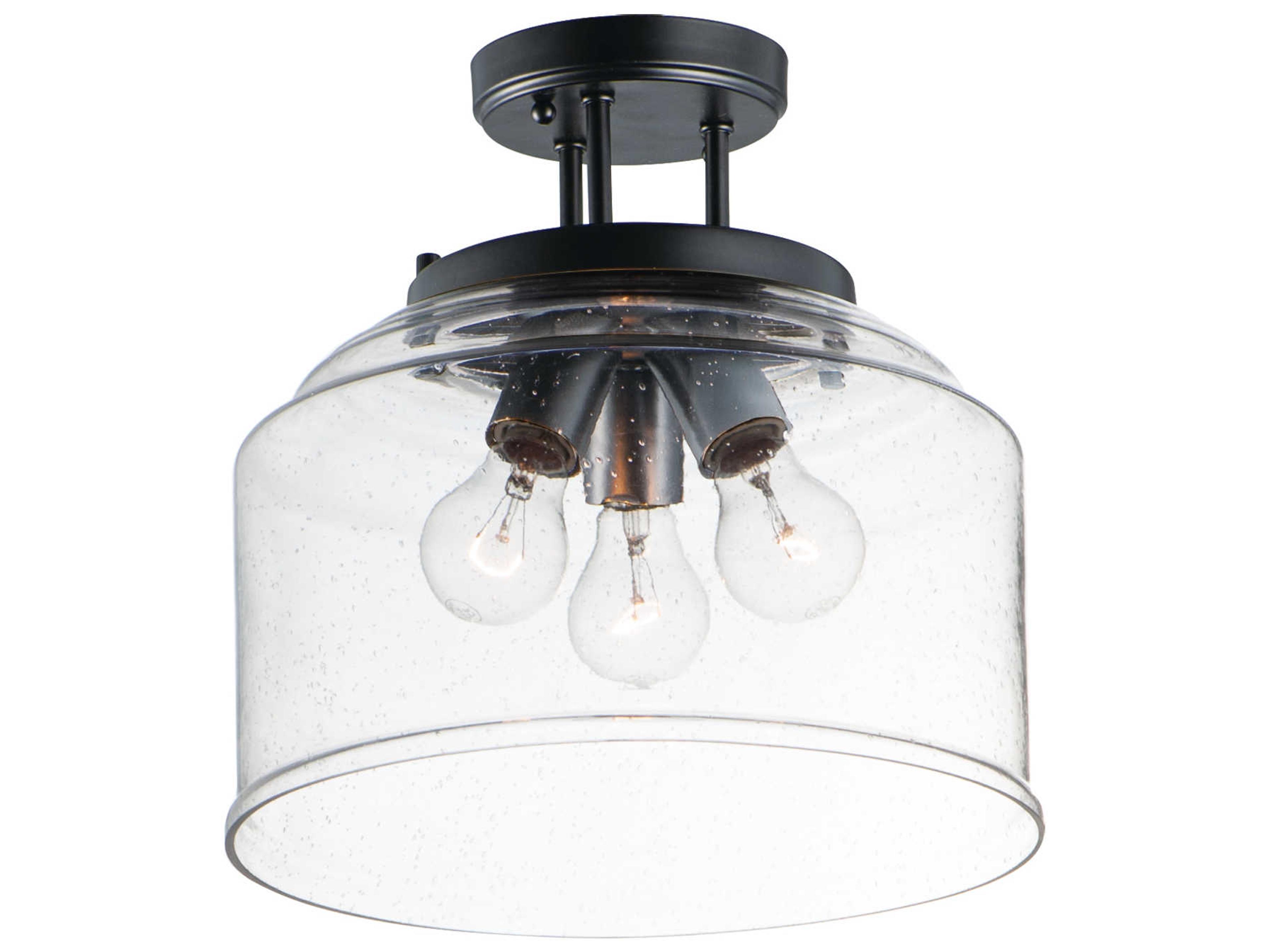 Acadia 3-Light Steel Glass Bell Semi Flush Mount