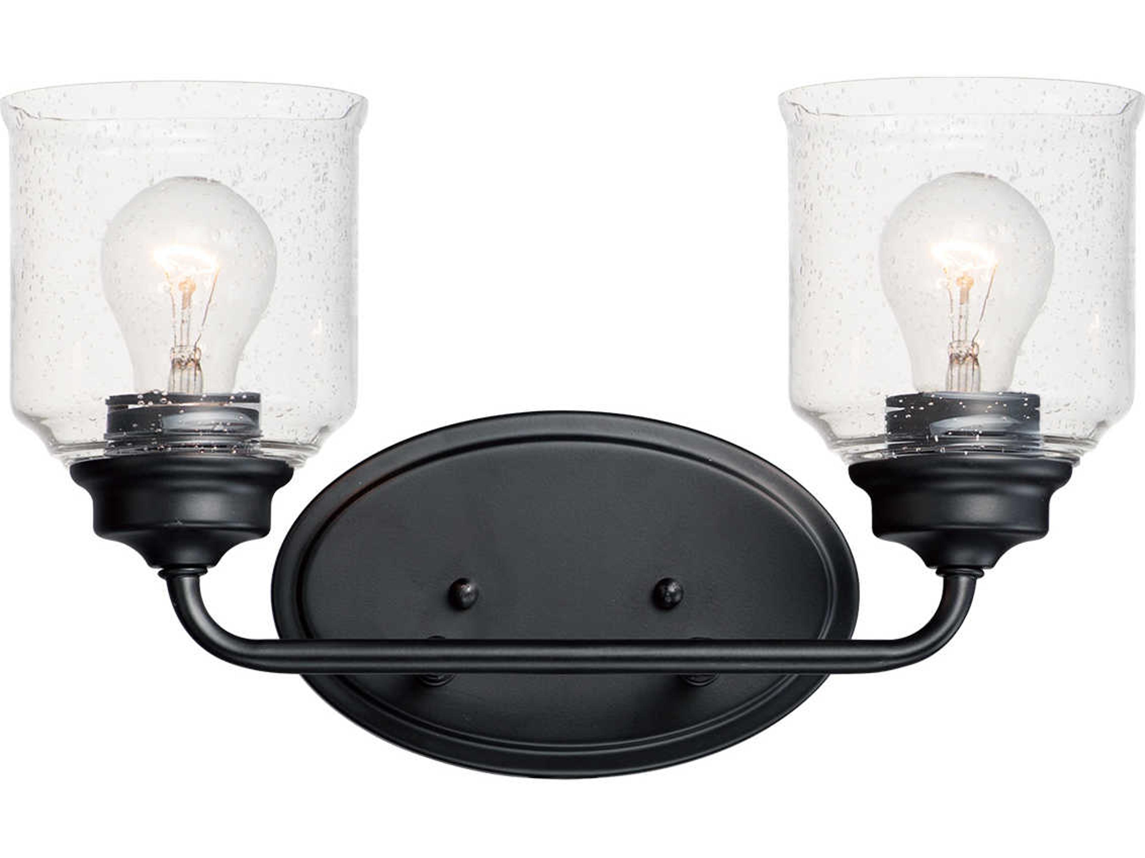 Acadia 2-Light Black Glass Vanity Light