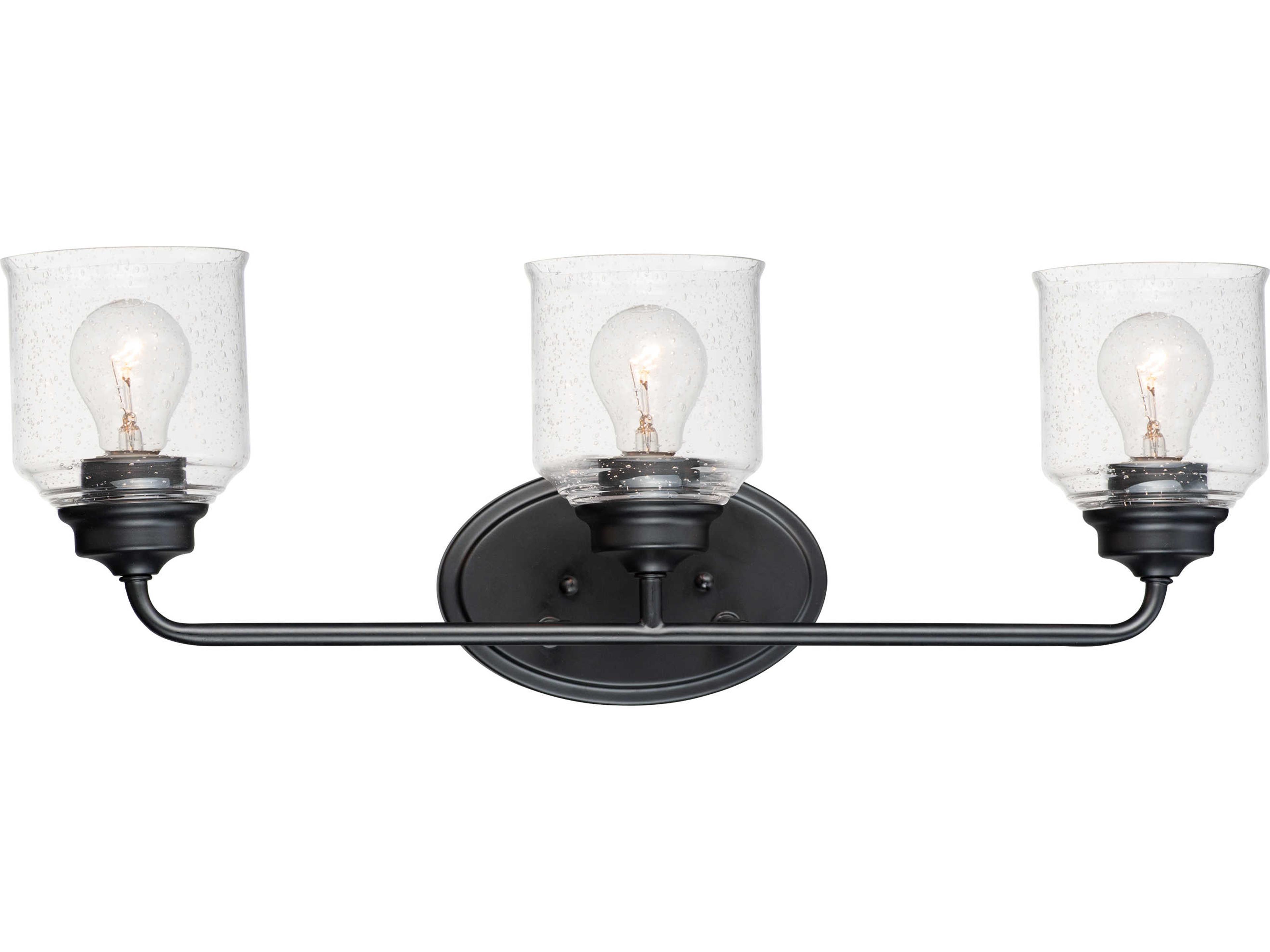 Acadia 3-Light Black Glass Vanity Light