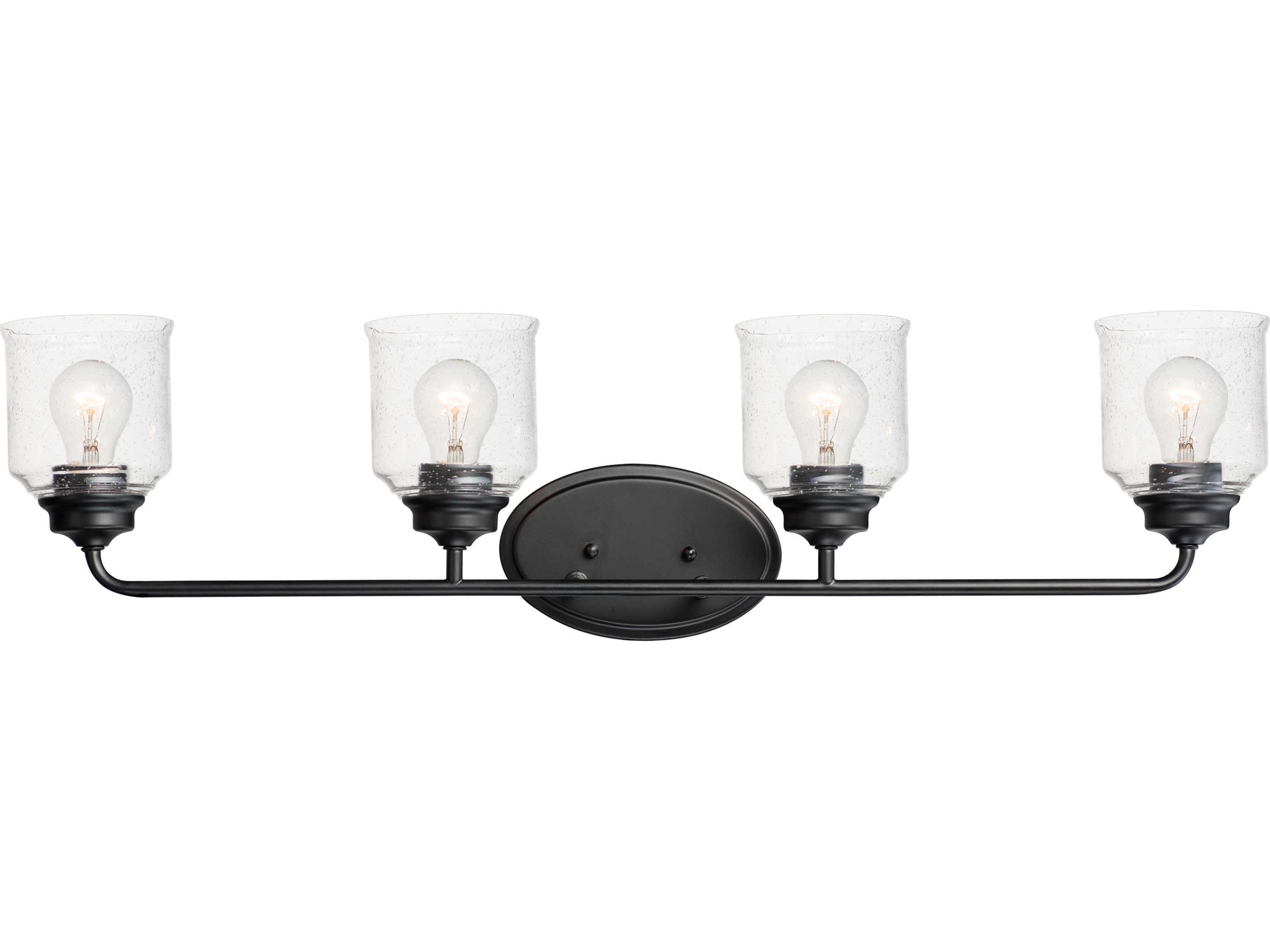 Acadia 4-Light Black Glass Vanity Light