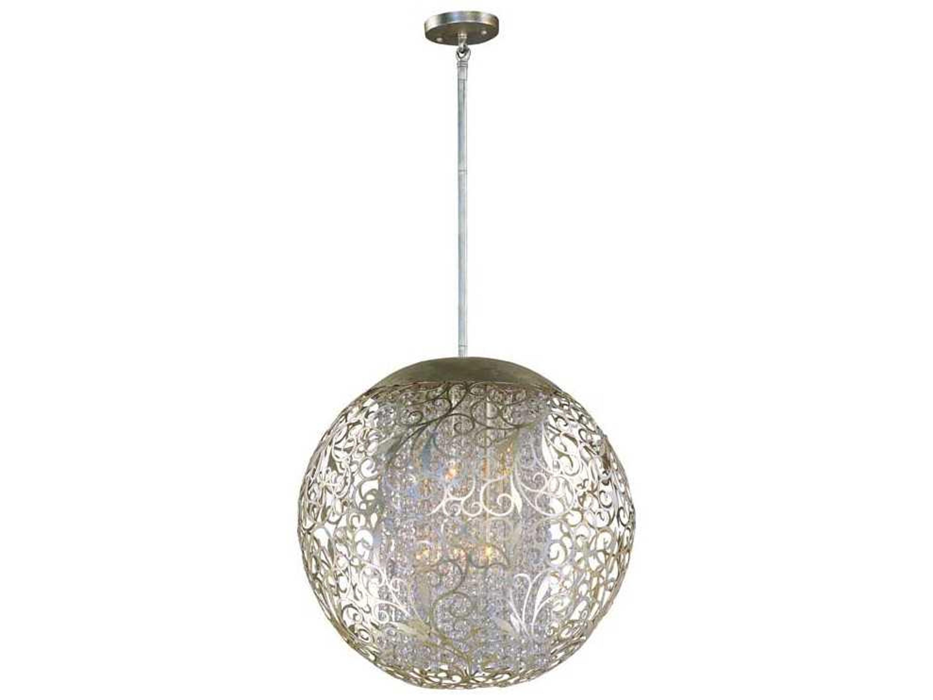 Arabesque 9-Light Golden Silver Crystal Glass Round Pendant