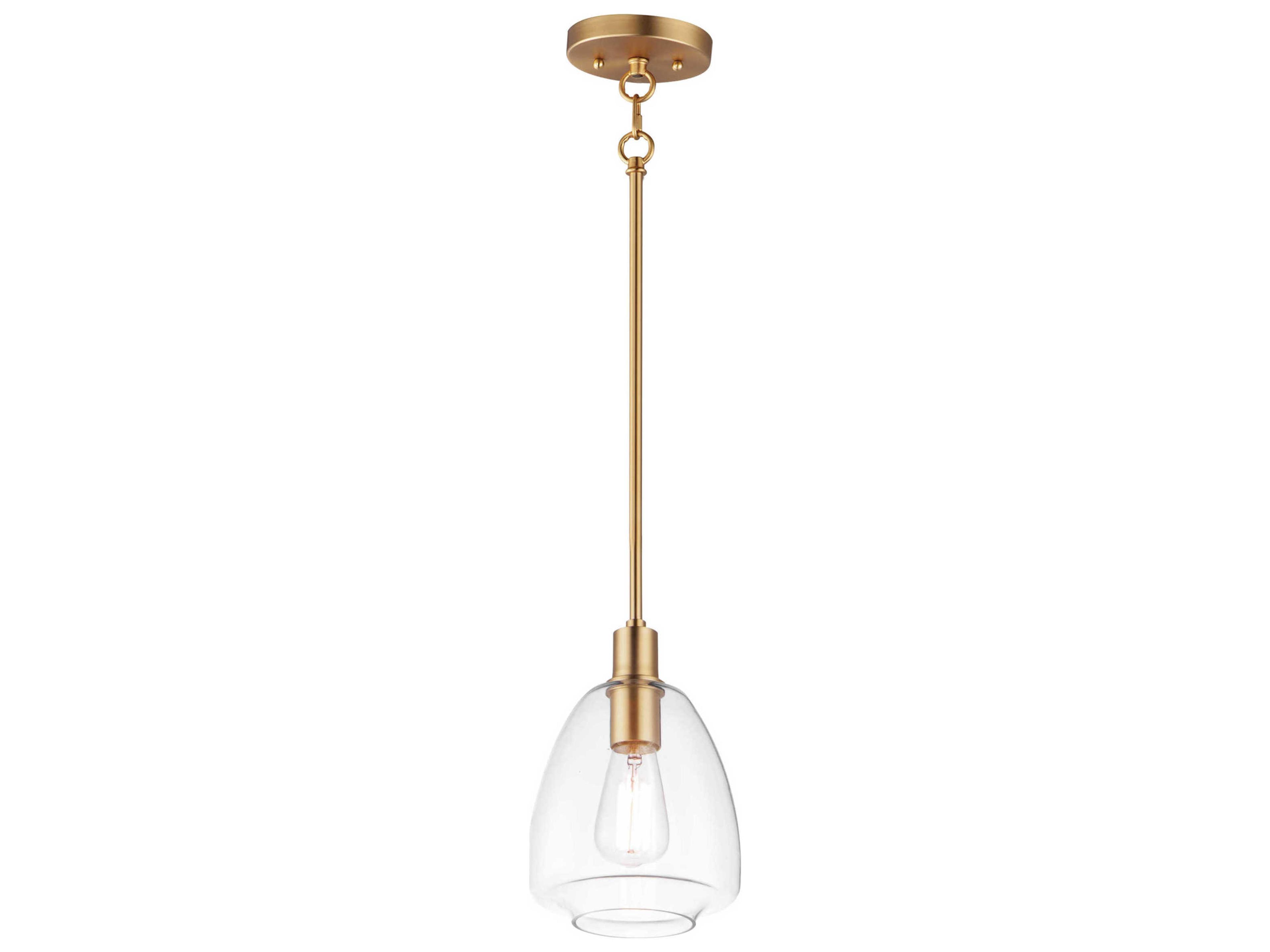 Babylon 1-Light Satin Brass Glass Bell Mini Pendant