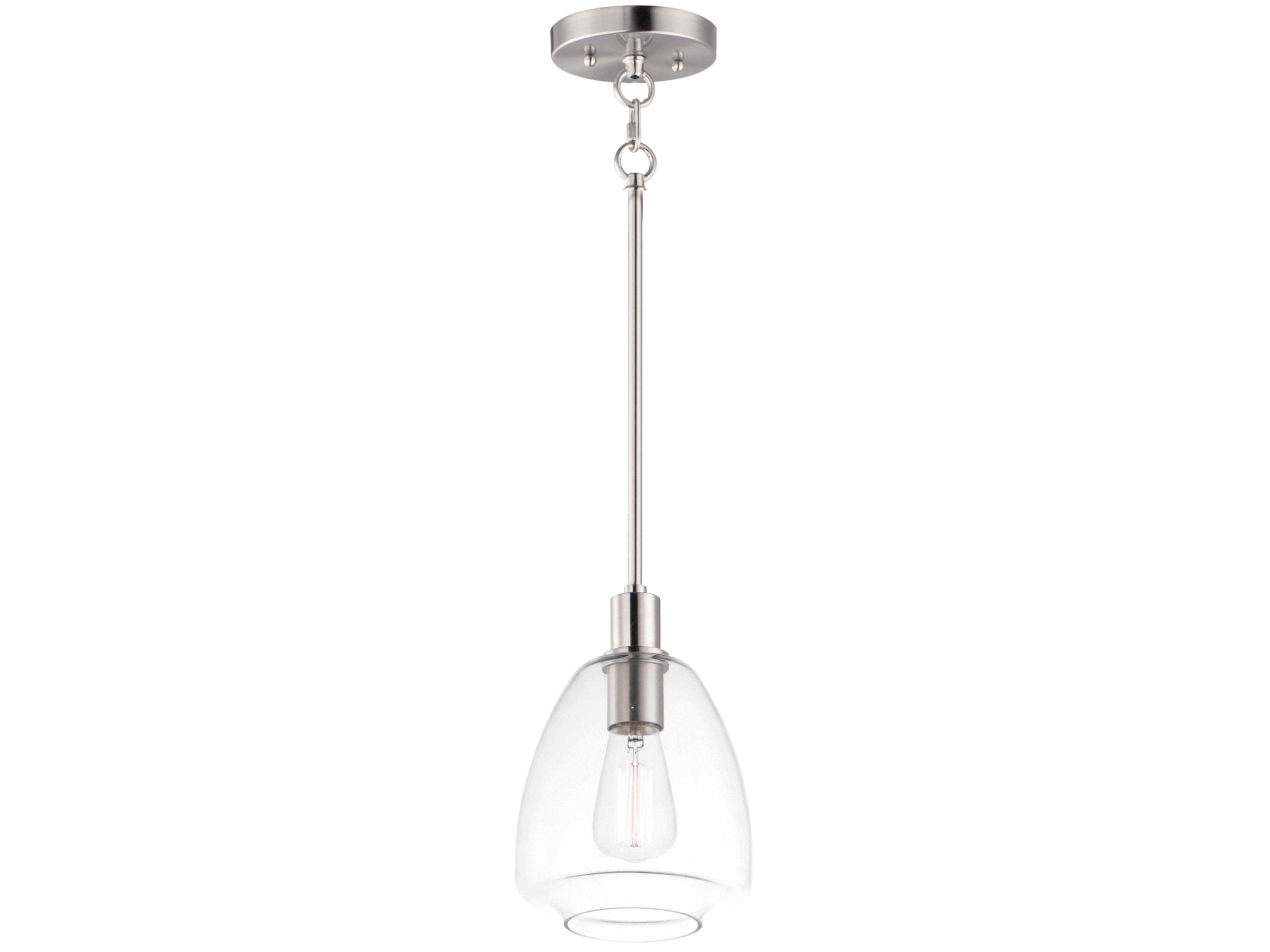 Babylon 1-Light Satin Nickel Glass Bell Mini Pendant