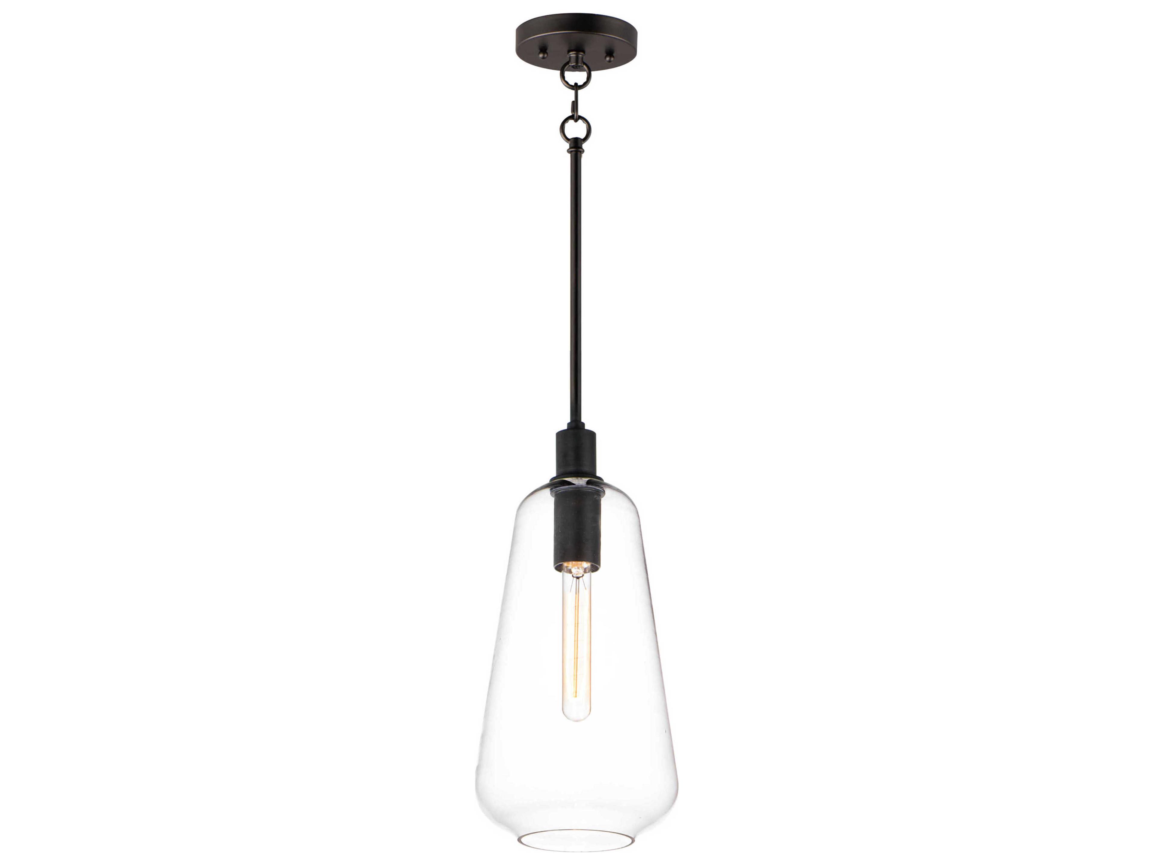 Babylon 1-Light Black Glass Bell Mini Pendant