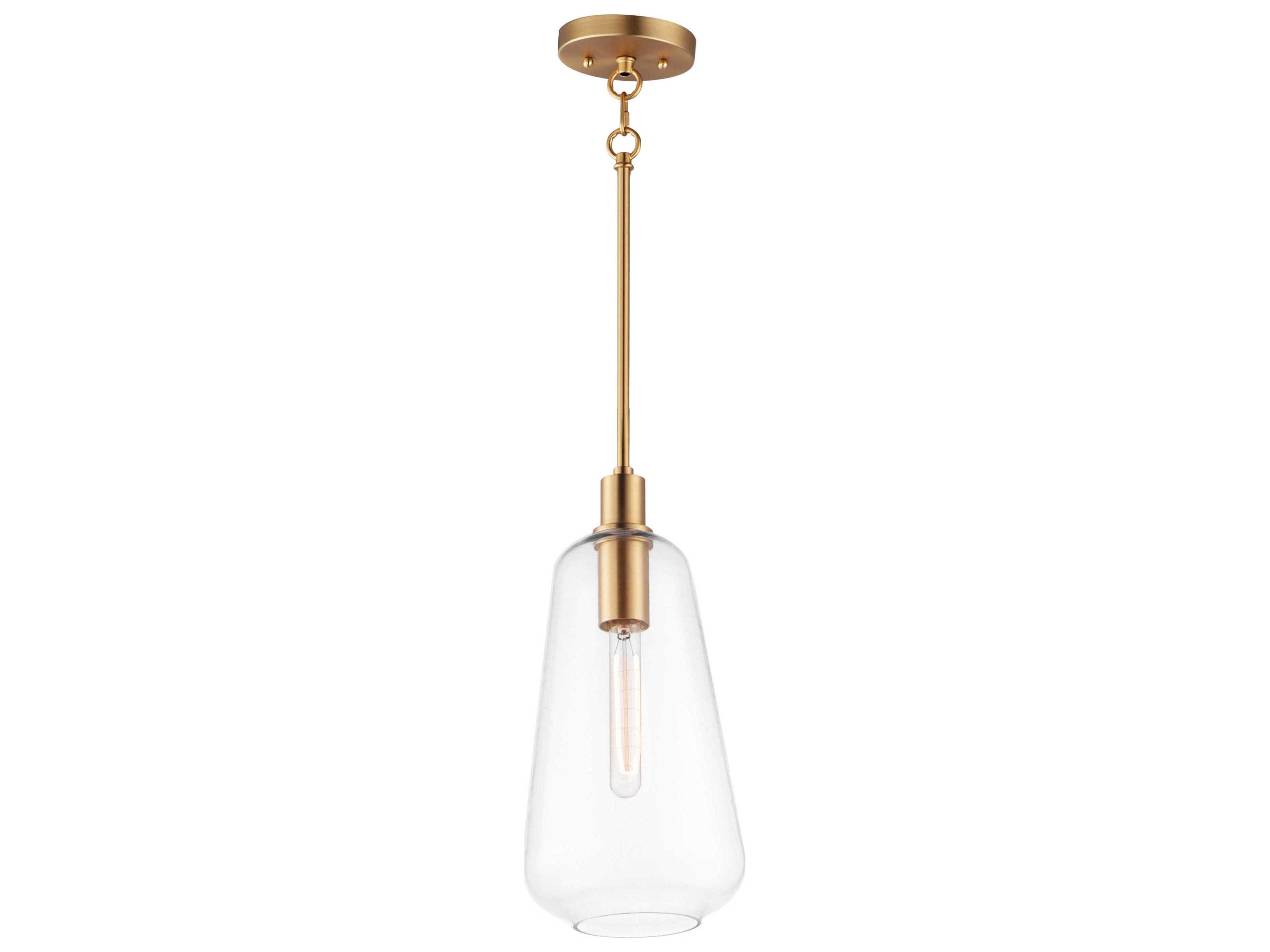 Babylon 1-Light Satin Brass Glass Bell Mini Pendant