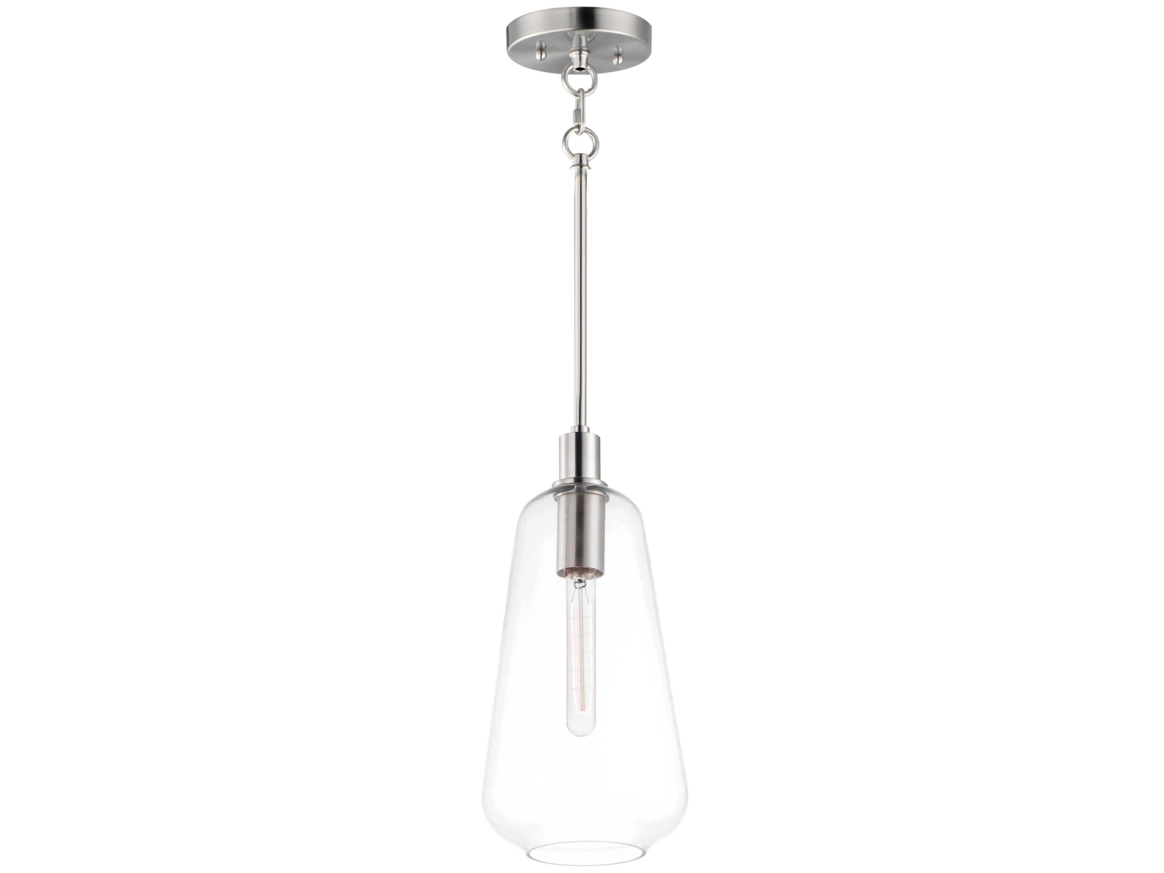 Babylon 1-Light Satin Nickel Glass Bell Mini Pendant