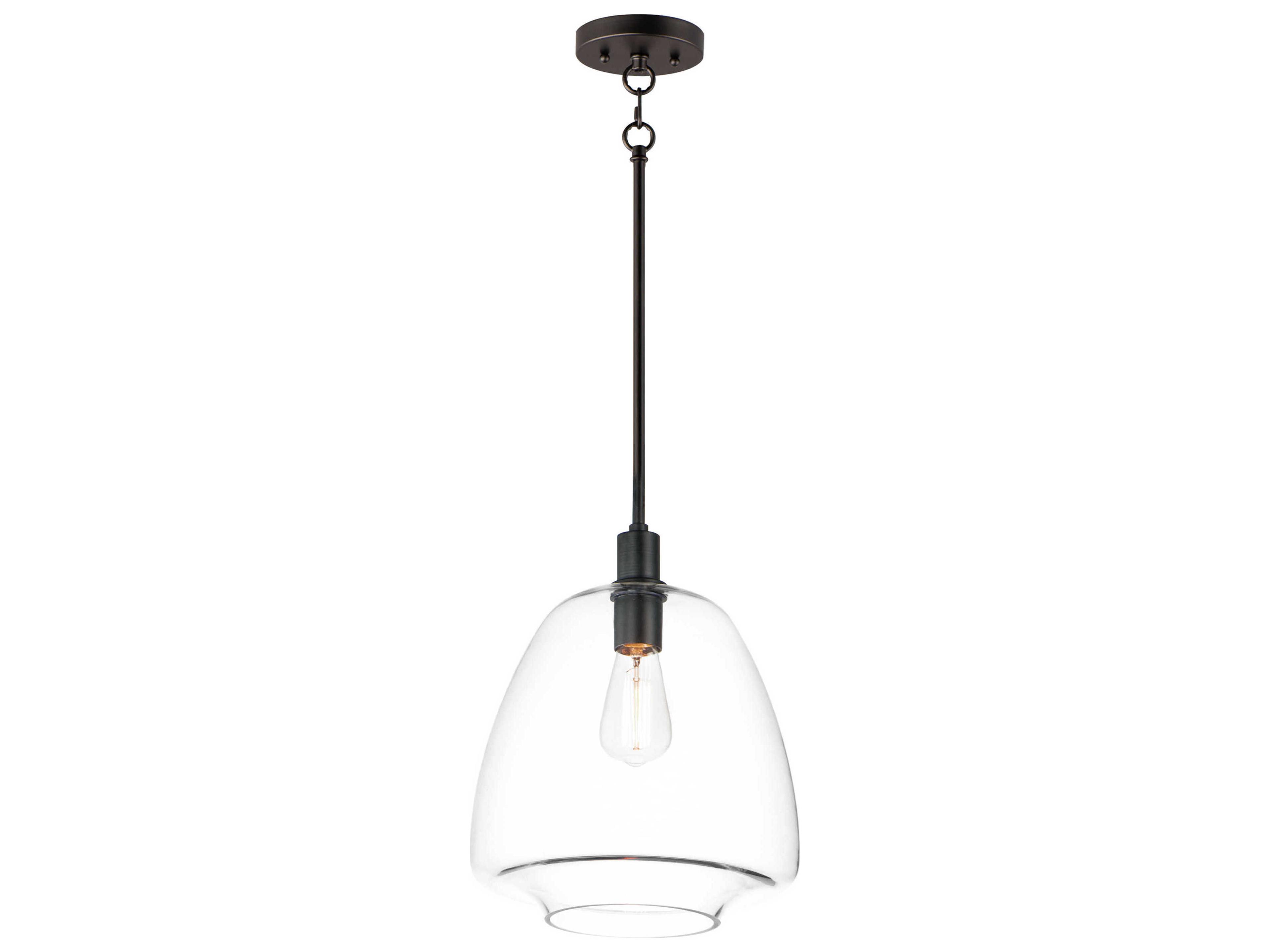 Babylon 1-Light Black Glass Bell Mini Pendant