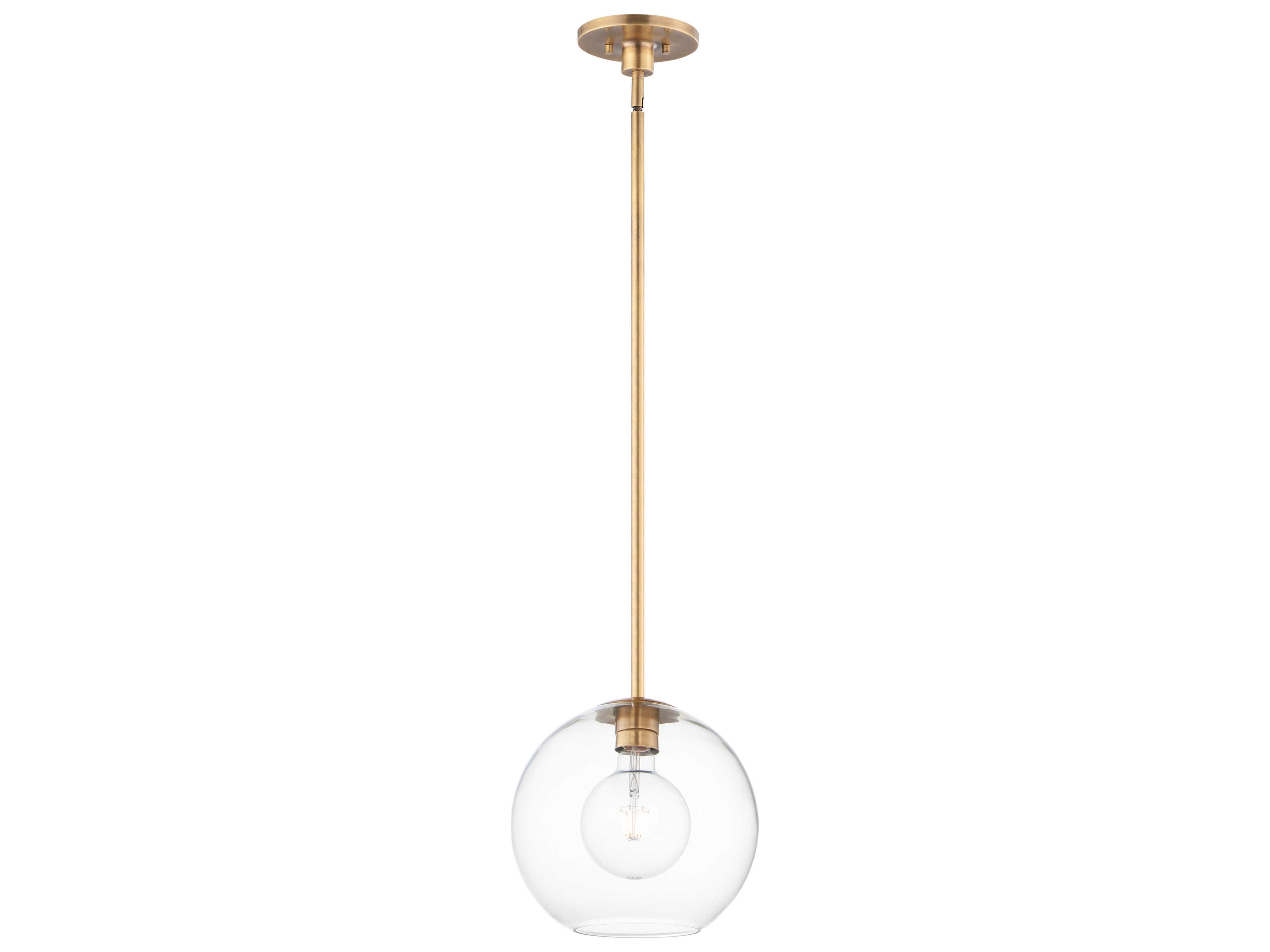 Branch 1-Light Natural Aged Brass Glass Globe Round Mini Pendant
