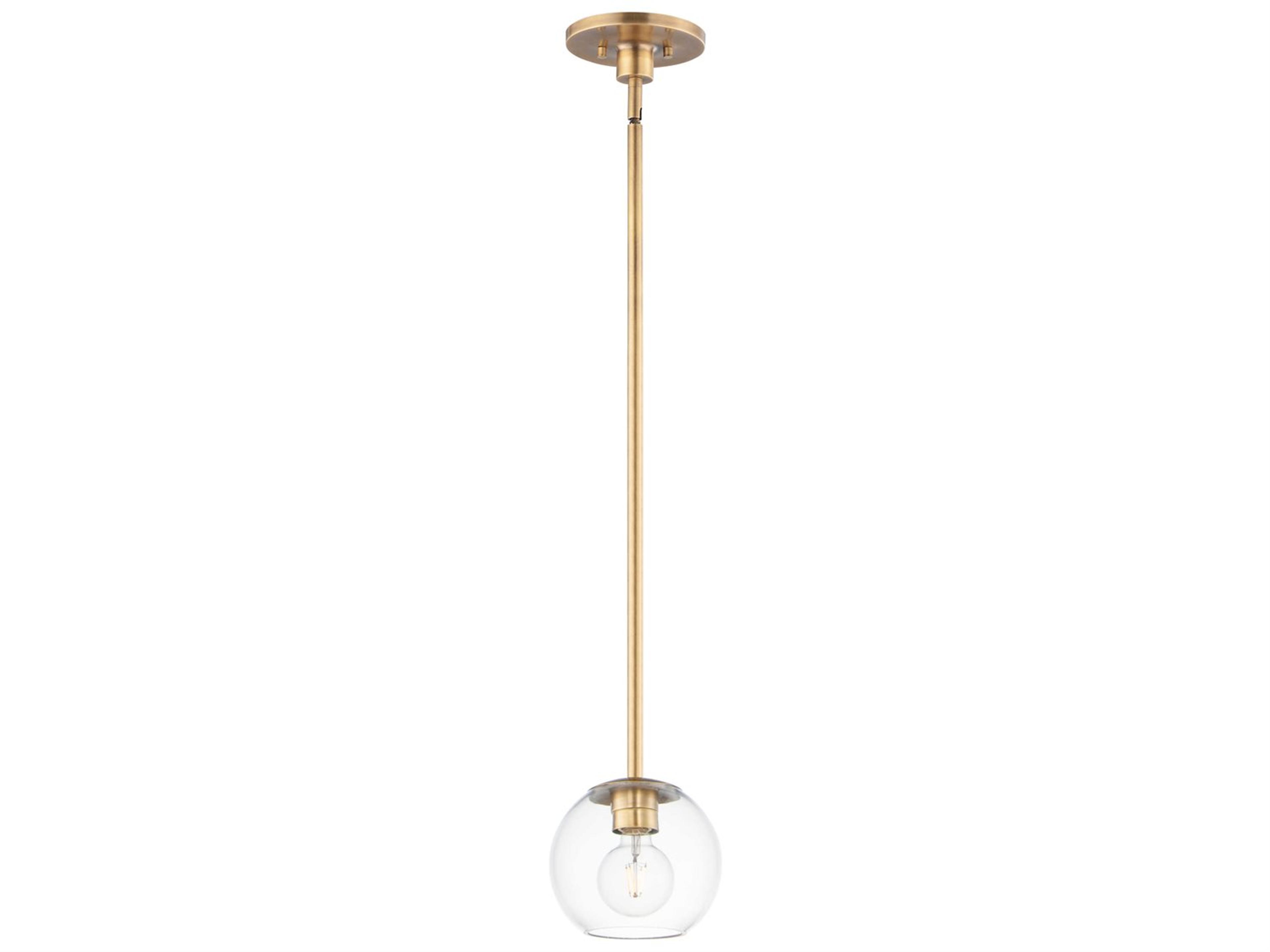 Branch 1-Light Natural Aged Brass Glass Globe Round Mini Pendant