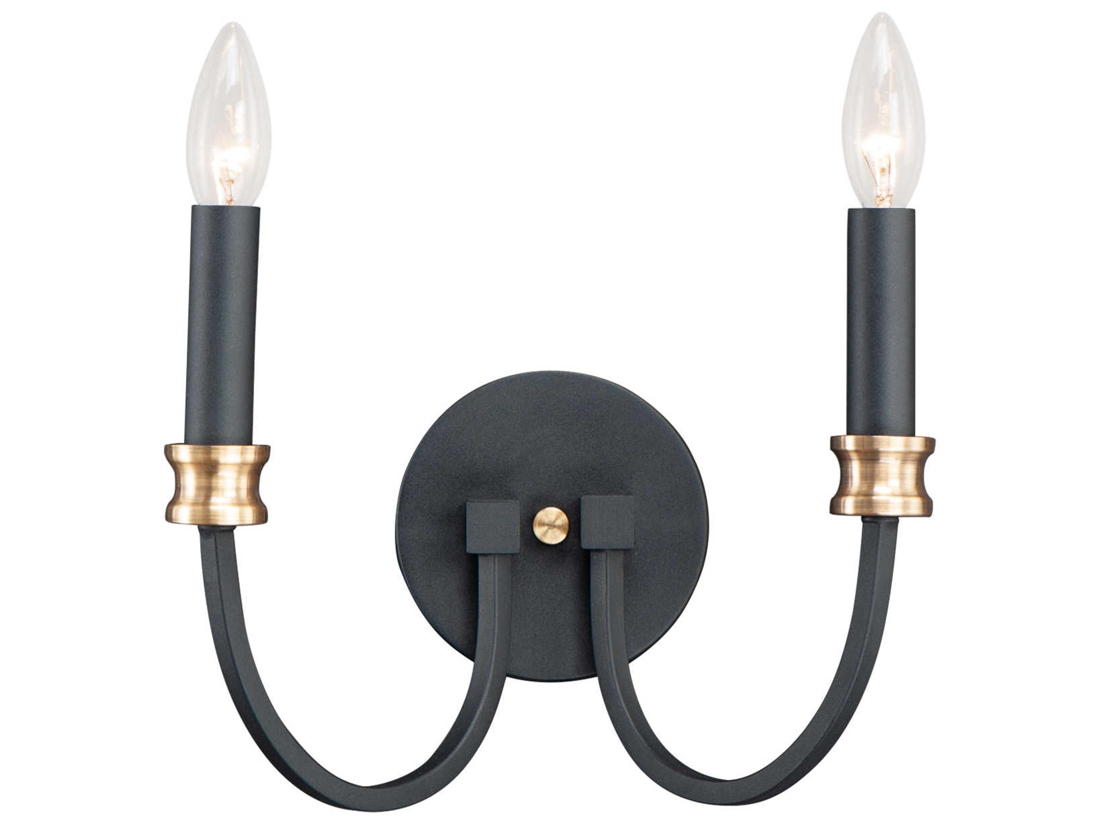 Charlton 2-Light Black Antique Brass Wall Sconce