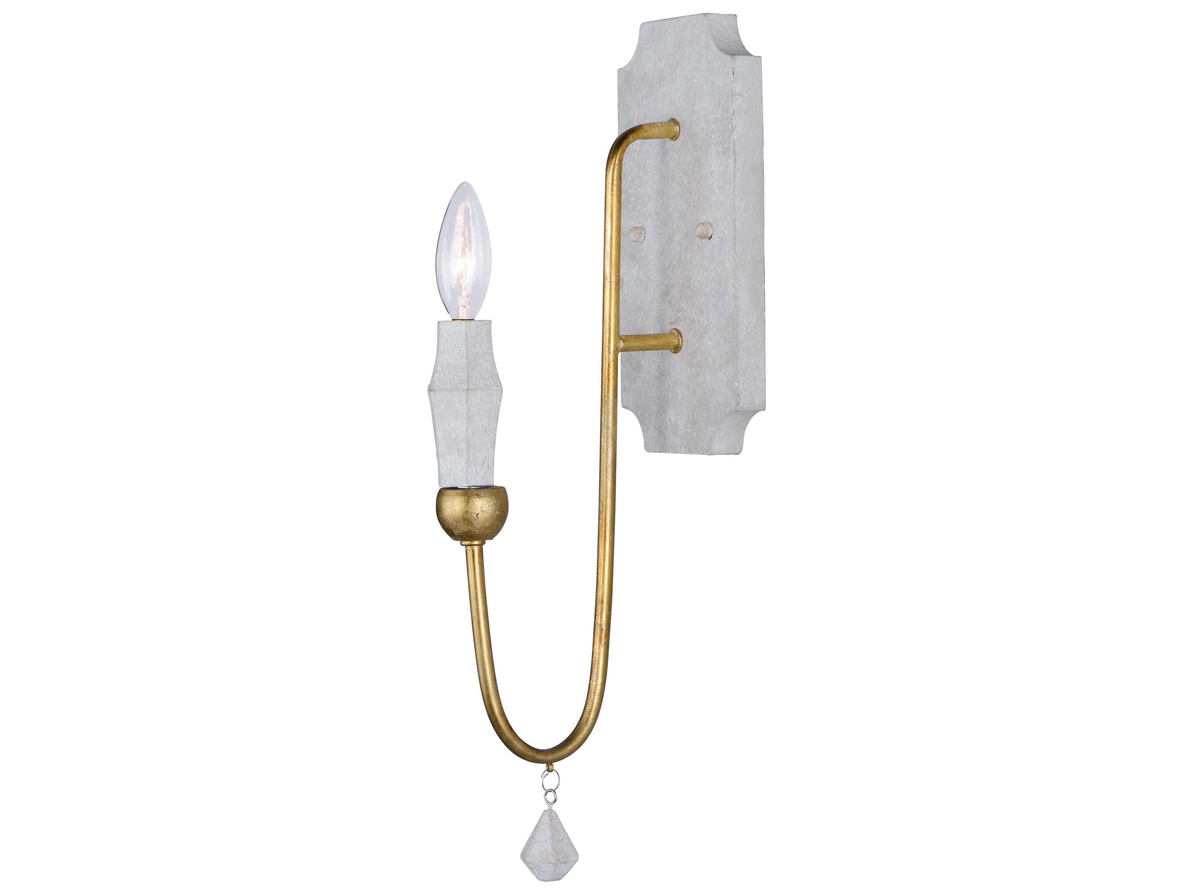 Claymore Claystone And Gold Leaf White Wall Sconce