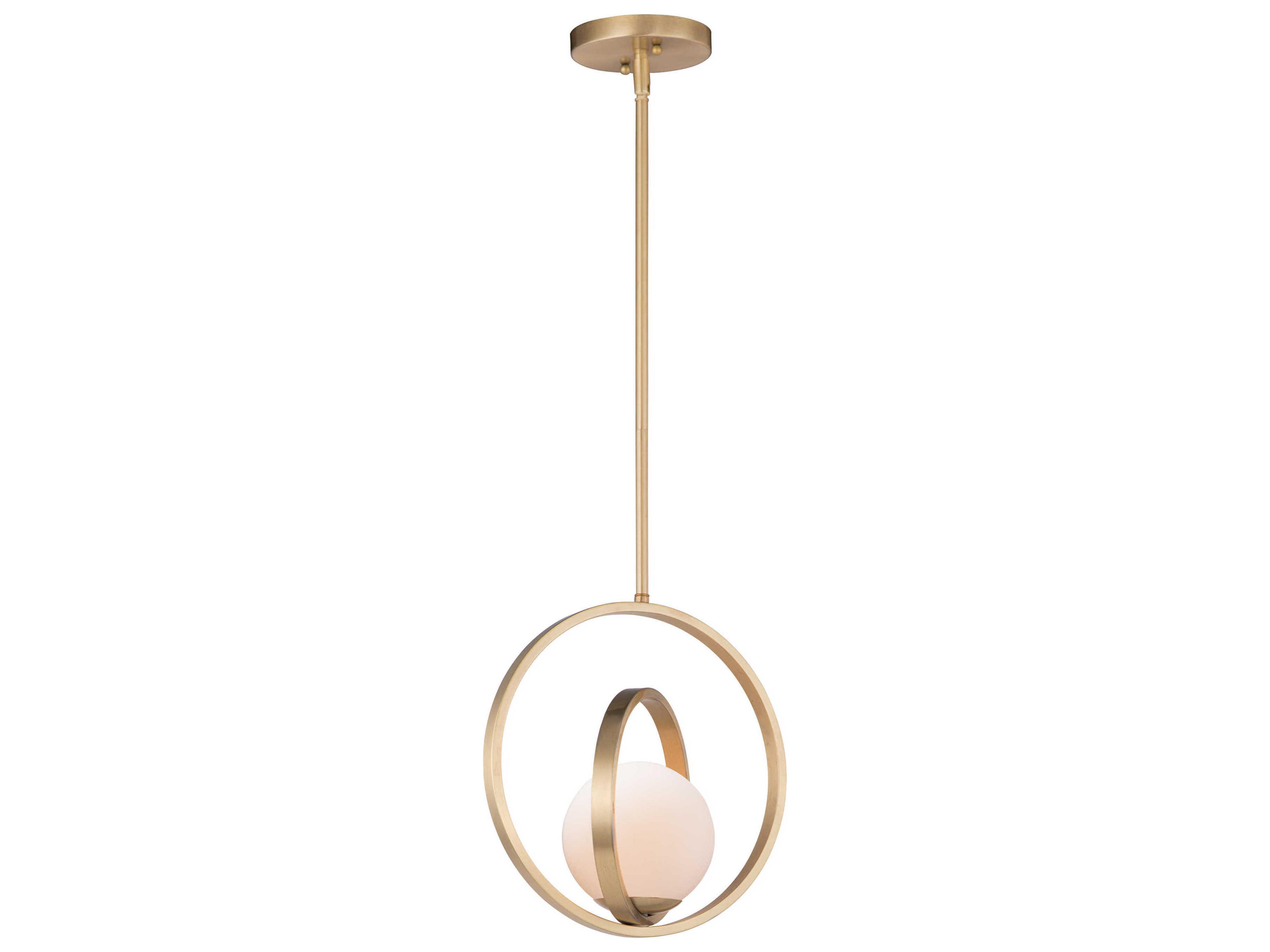 Coronet 1-Light Satin Brass Glass Globe Round Mini Pendant