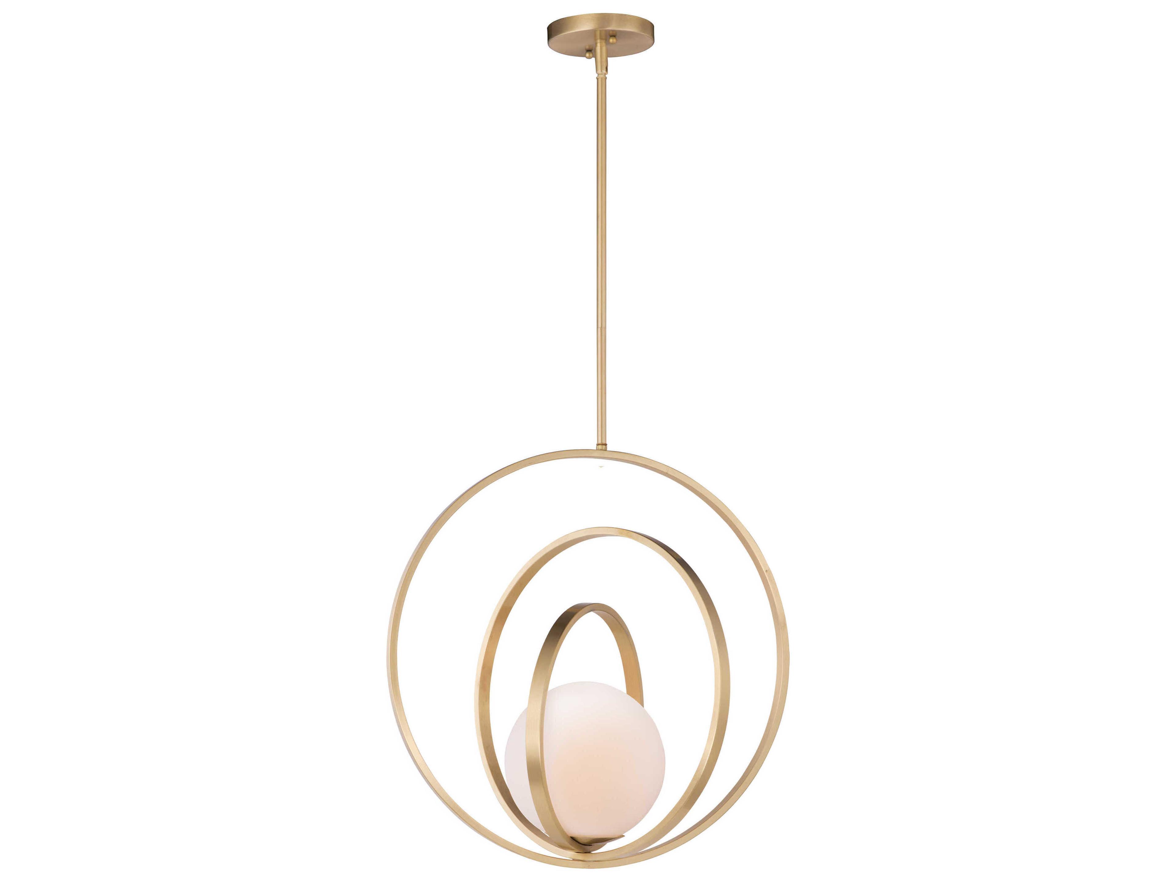 Coronet 1-Light Satin Brass Glass Globe Round Pendant