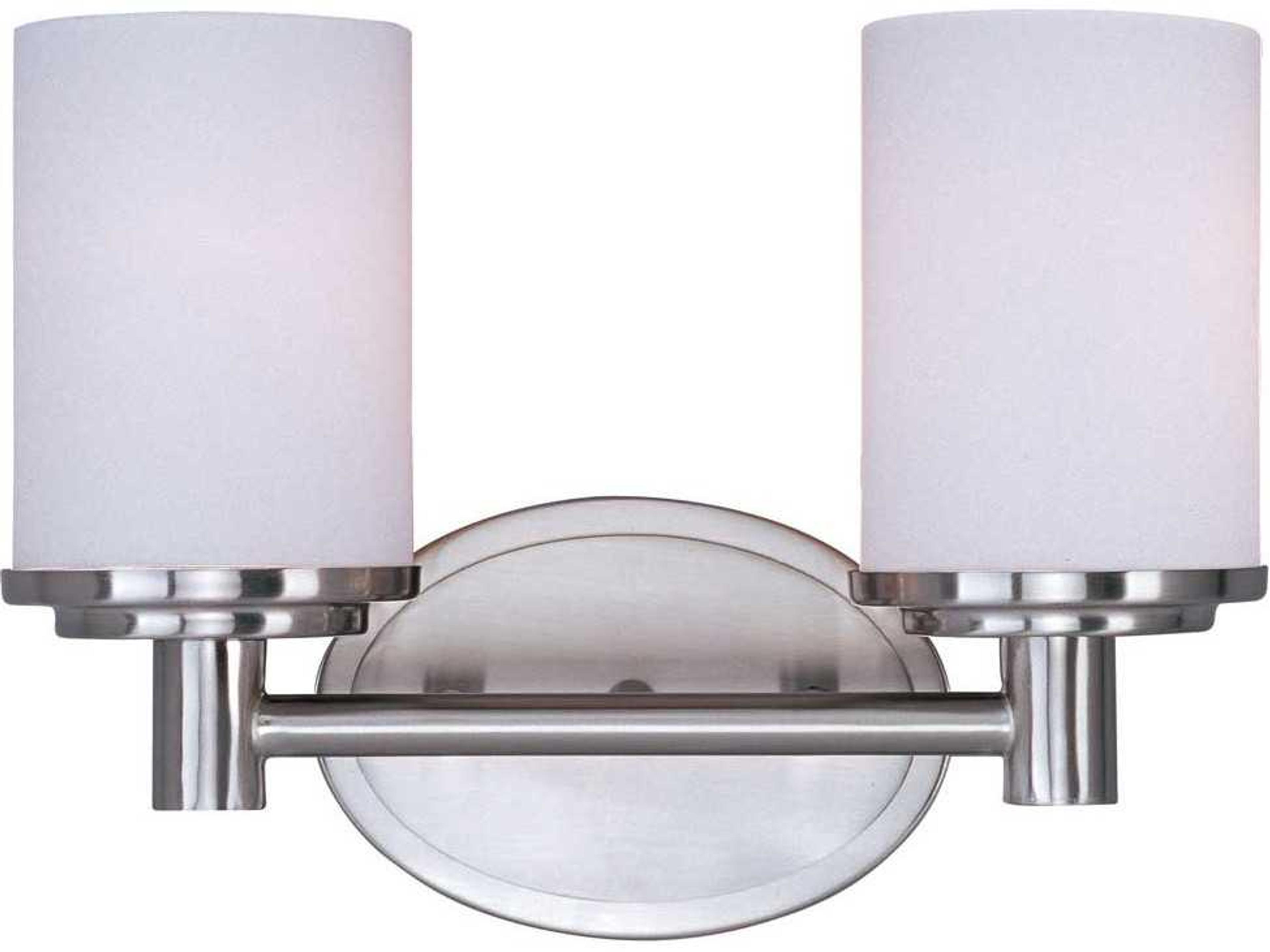 Cylinder 2-Light Satin Nickel Glass Vanity Light