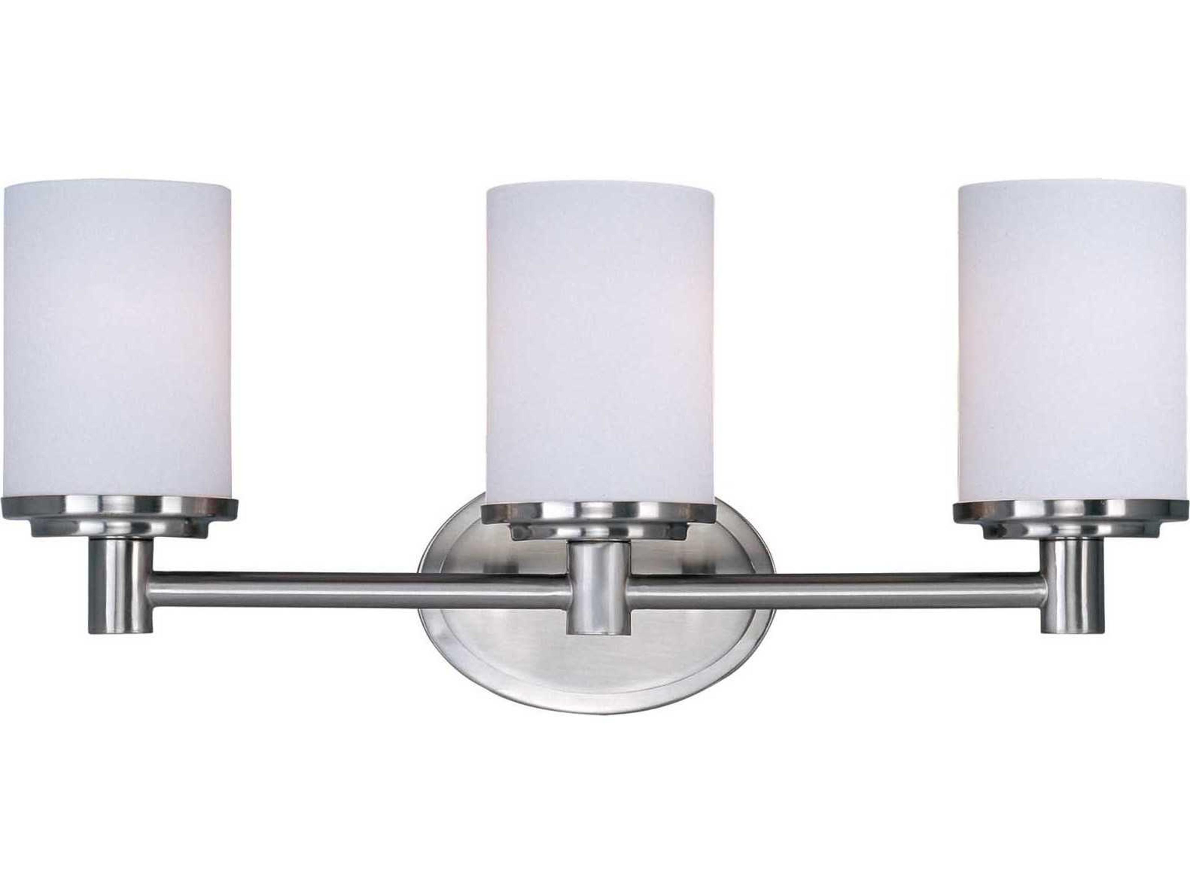 Cylinder 3-Light Satin Nickel Glass Vanity Light