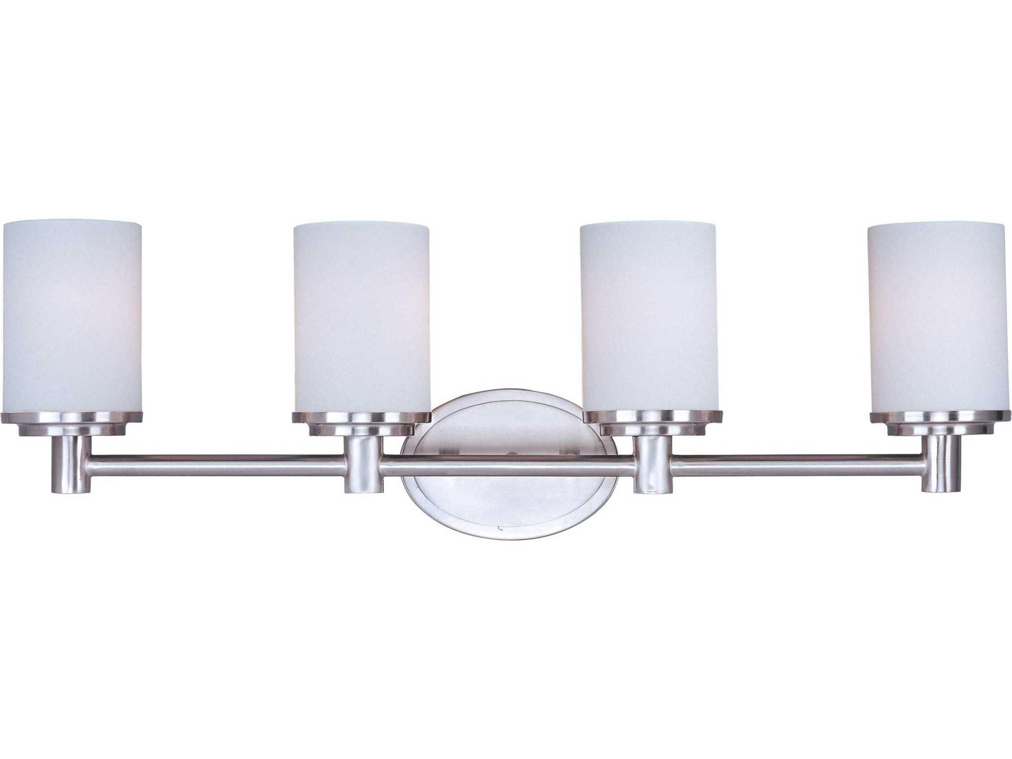 Cylinder 4-Light Satin Nickel Glass Vanity Light
