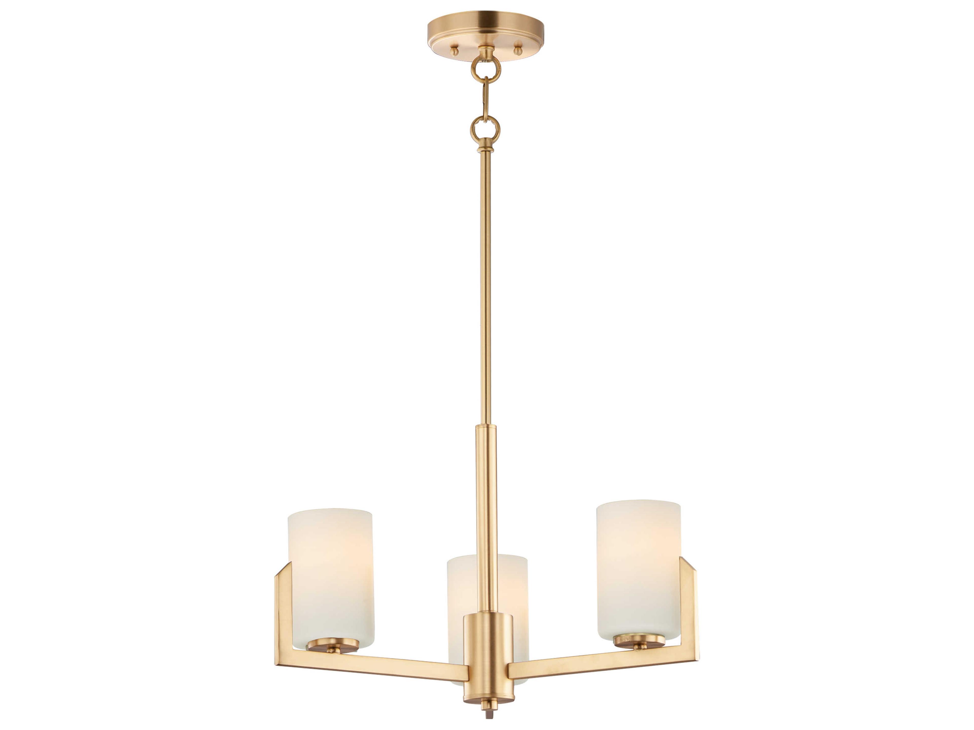 Dart 3-Light Satin Brass Glass Cylinder Chandelier