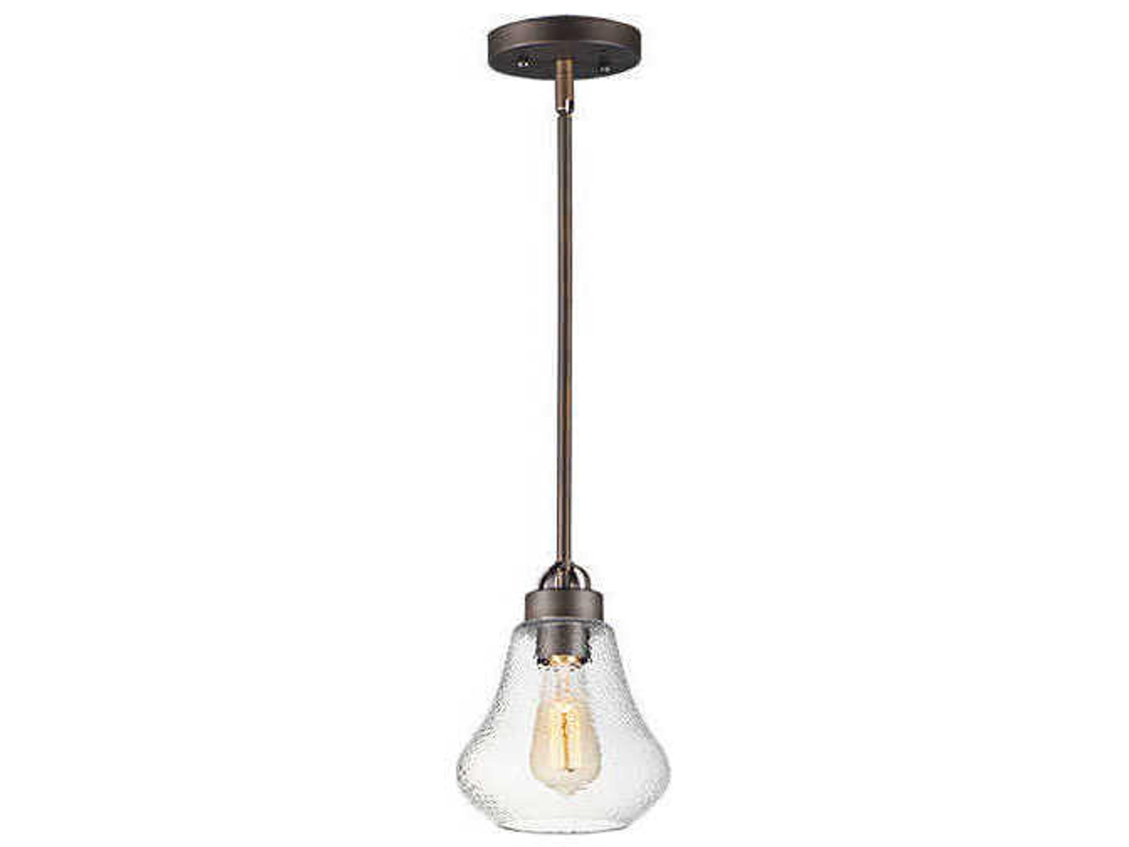 Dianne 1-Light Oil Rubbed Bronze Brown Glass Bell Mini Pendant