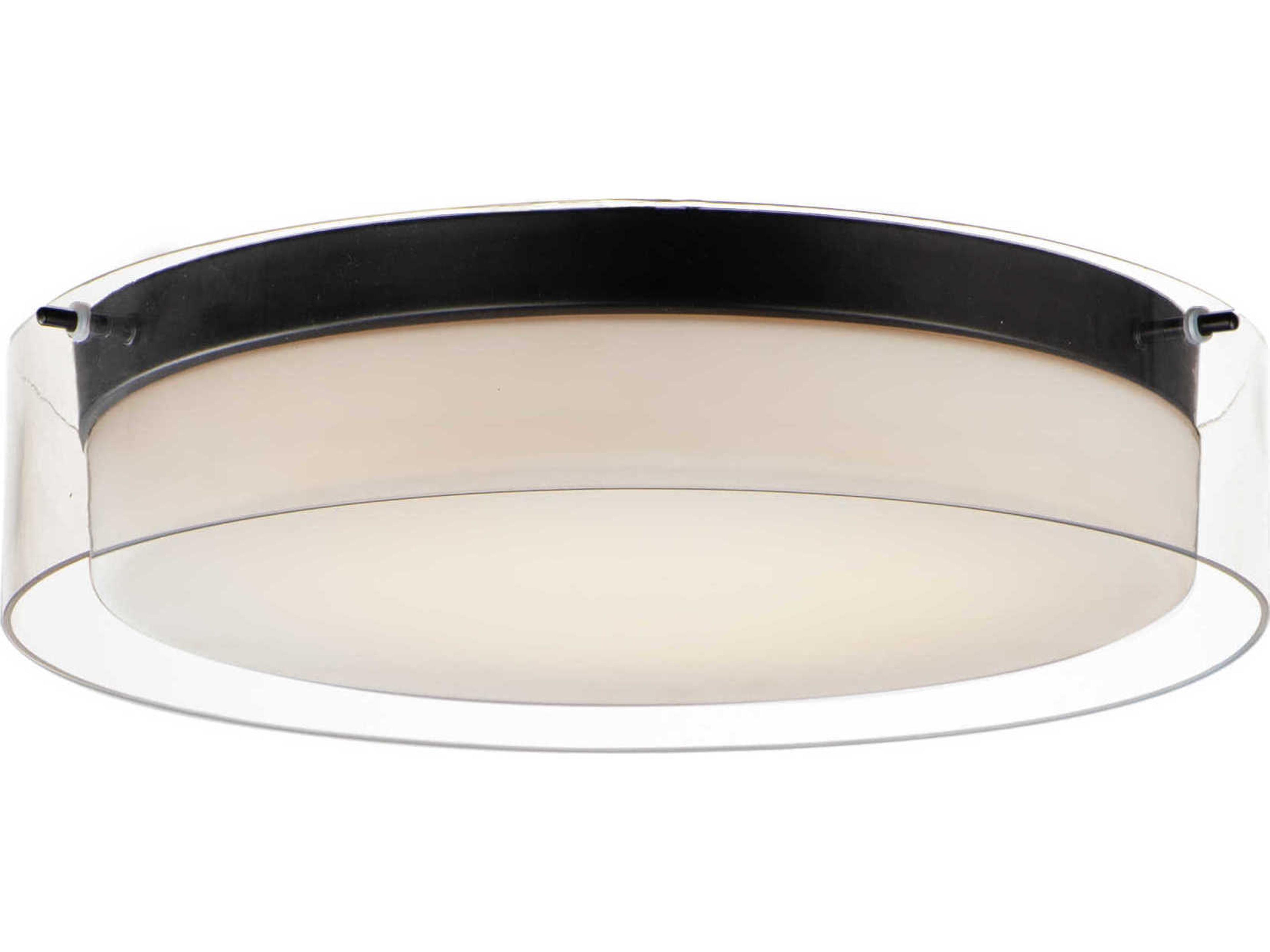 Duo 1-Light Black Glass LED Drum Flush Mount