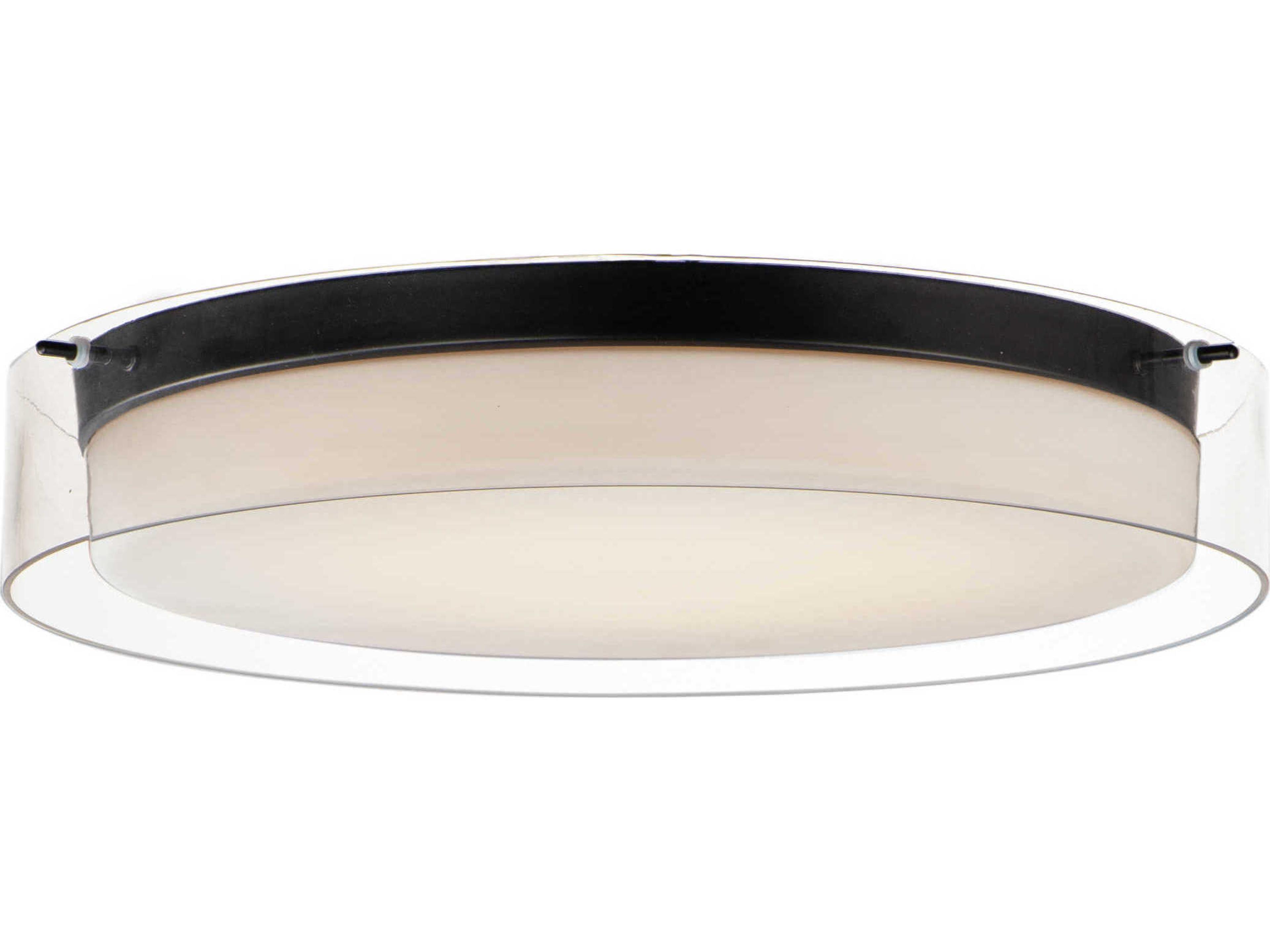 Duo 1-Light Black Glass LED Drum Flush Mount