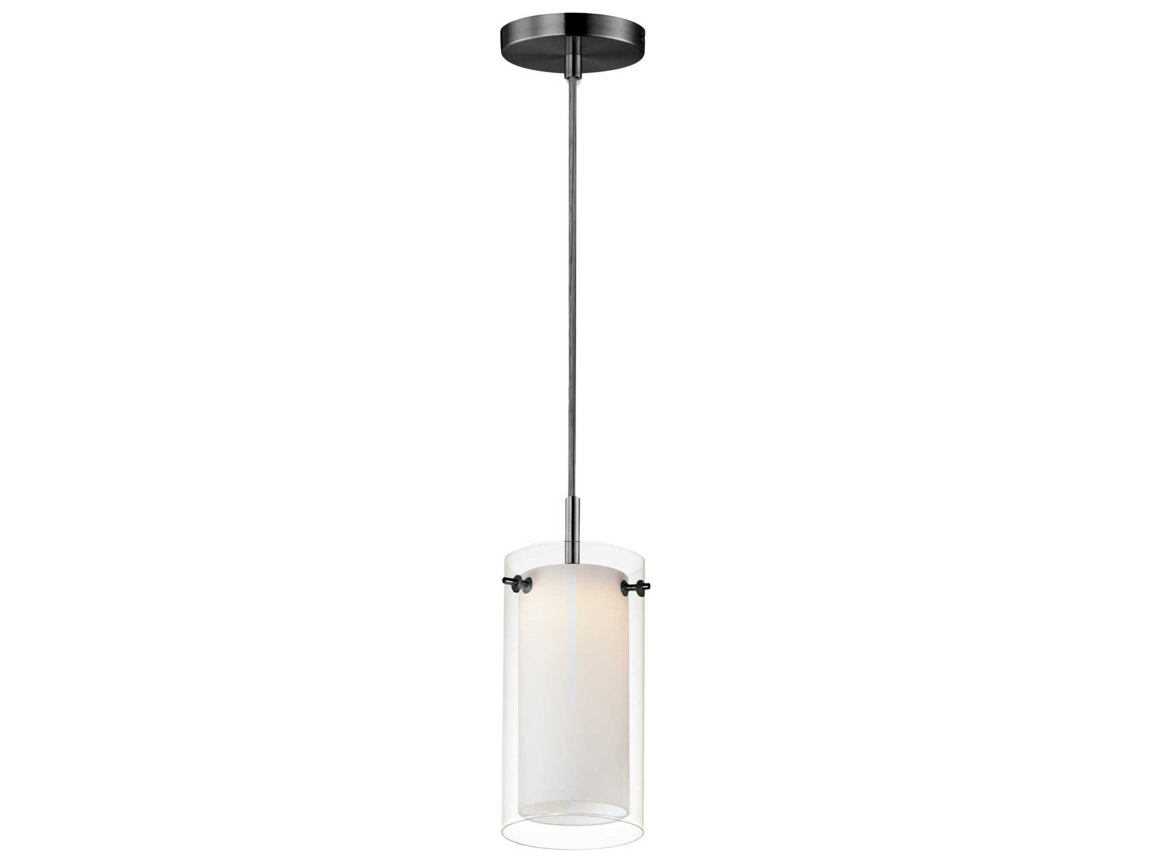 Duo 1-Light Black Glass LED Cylinder Mini Pendant