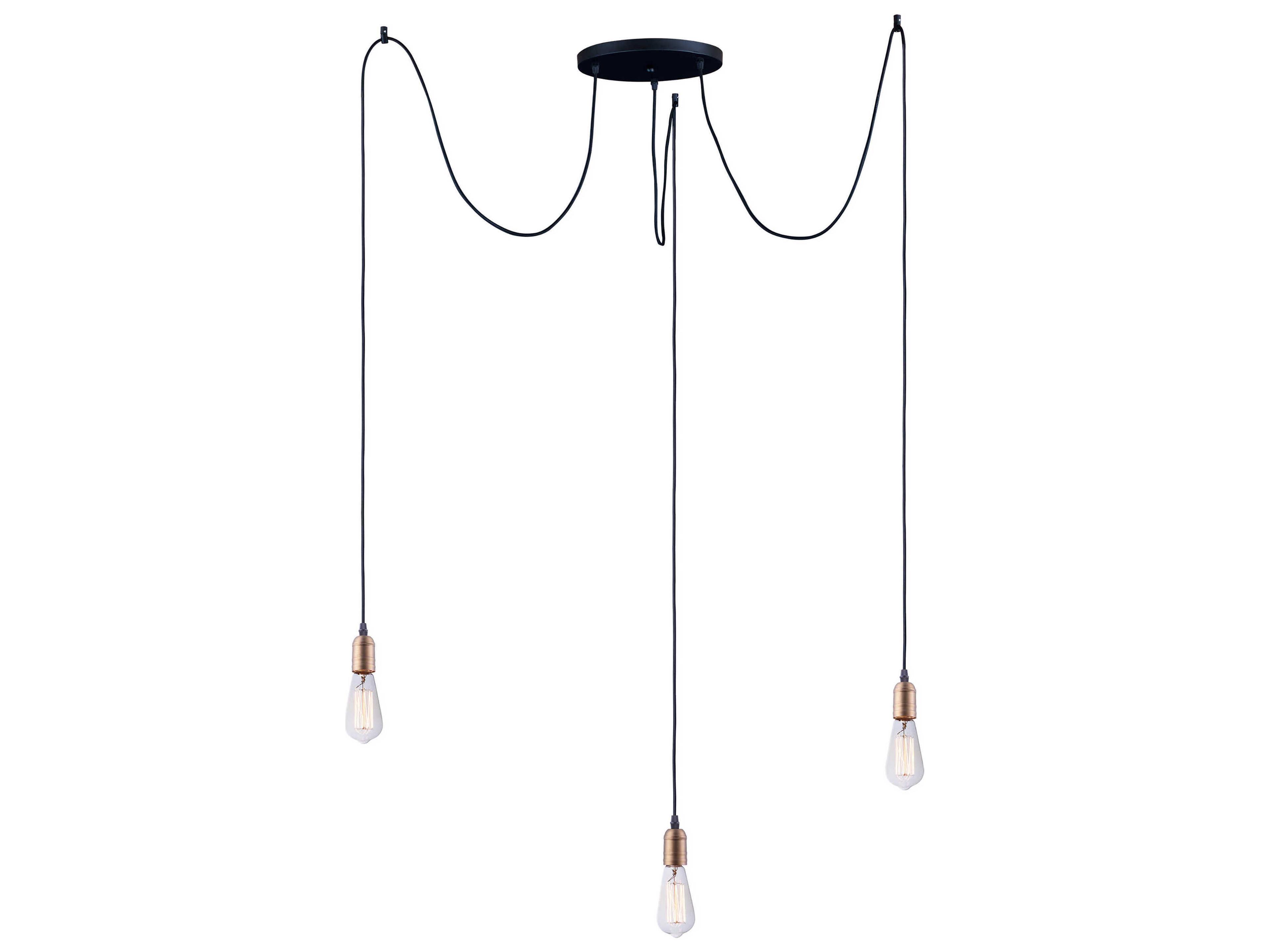 Early Electric 3-Light Black Antique Brass Mini Pendant