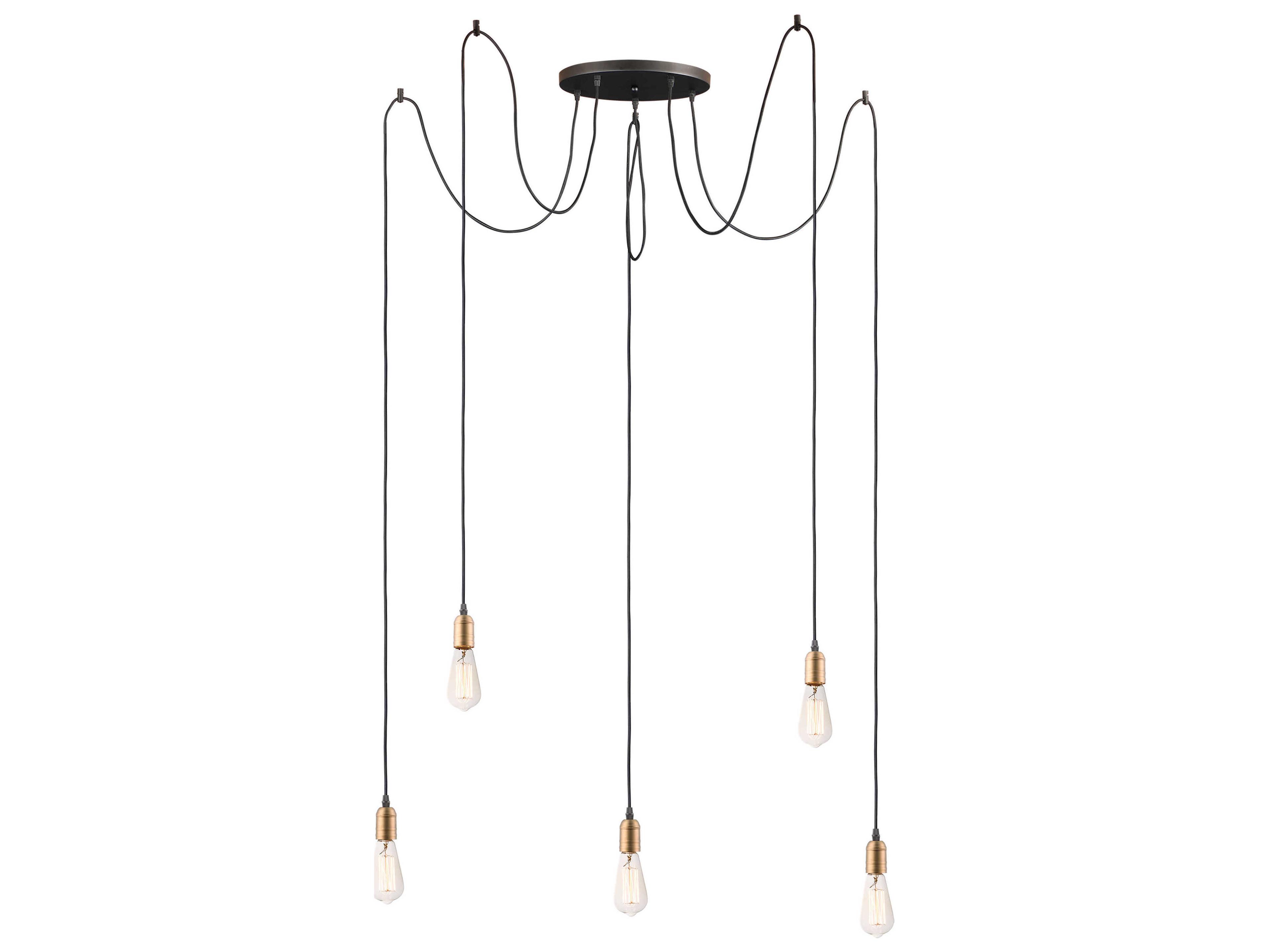 Early Electric 5-Light Black Antique Brass Pendant