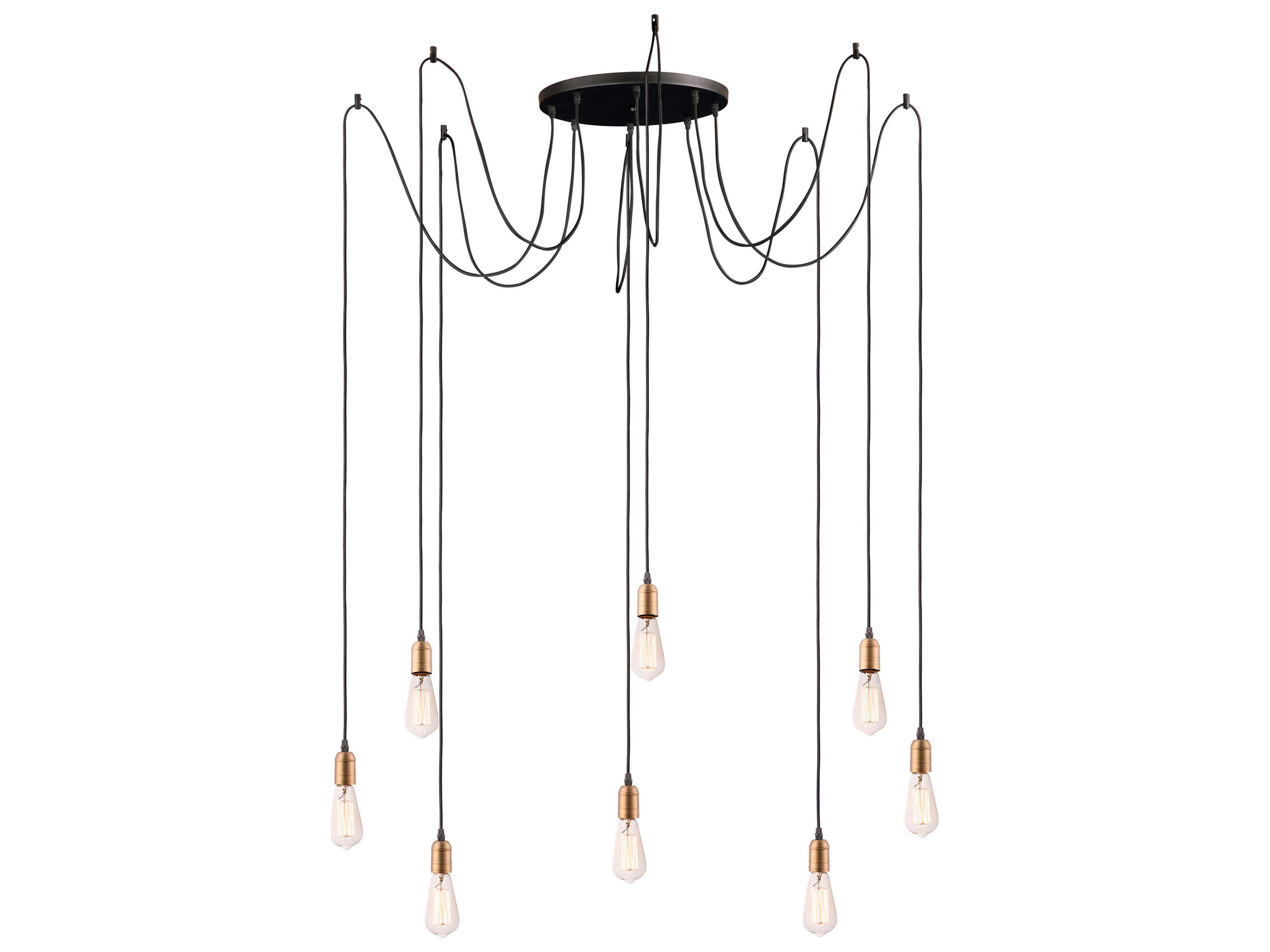 Early Electric 8-Light Black Antique Brass Pendant