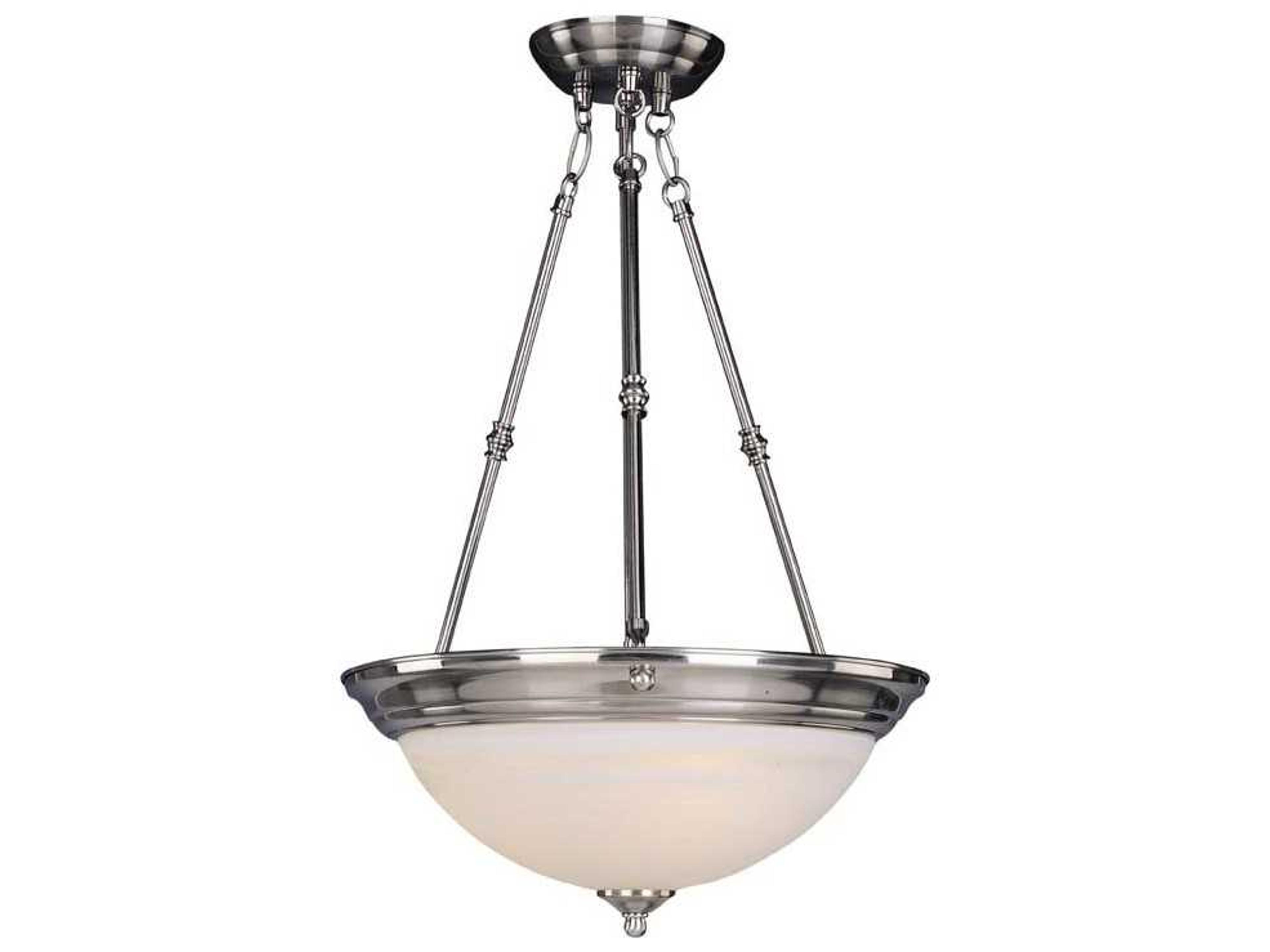Essentials 3-Light Invert Bowl Pendant in Satin Nickel with Marble Glass