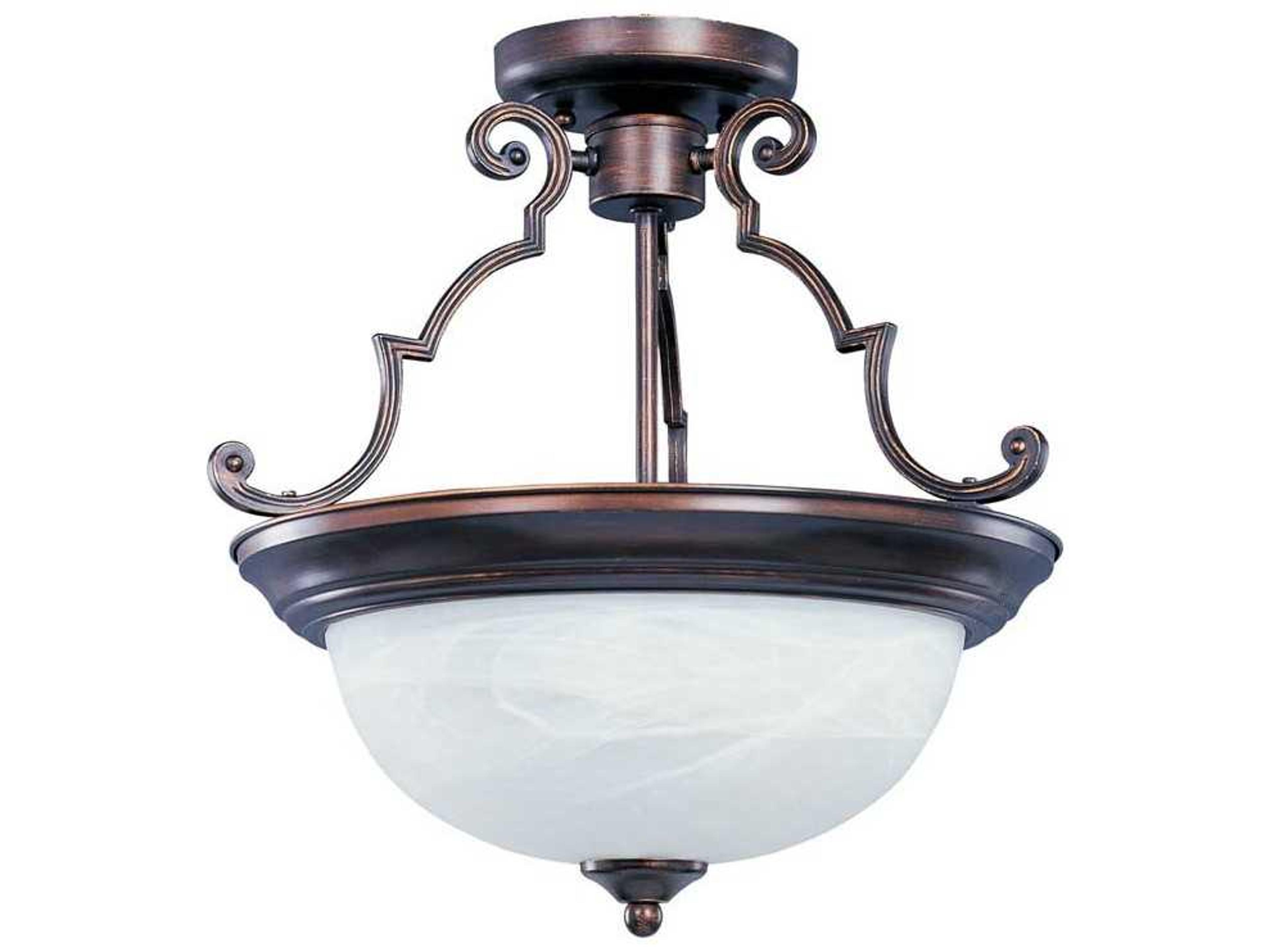 Essentials 2-Light Oil Rubbed Bronze Glass Bowl Semi Flush Mount