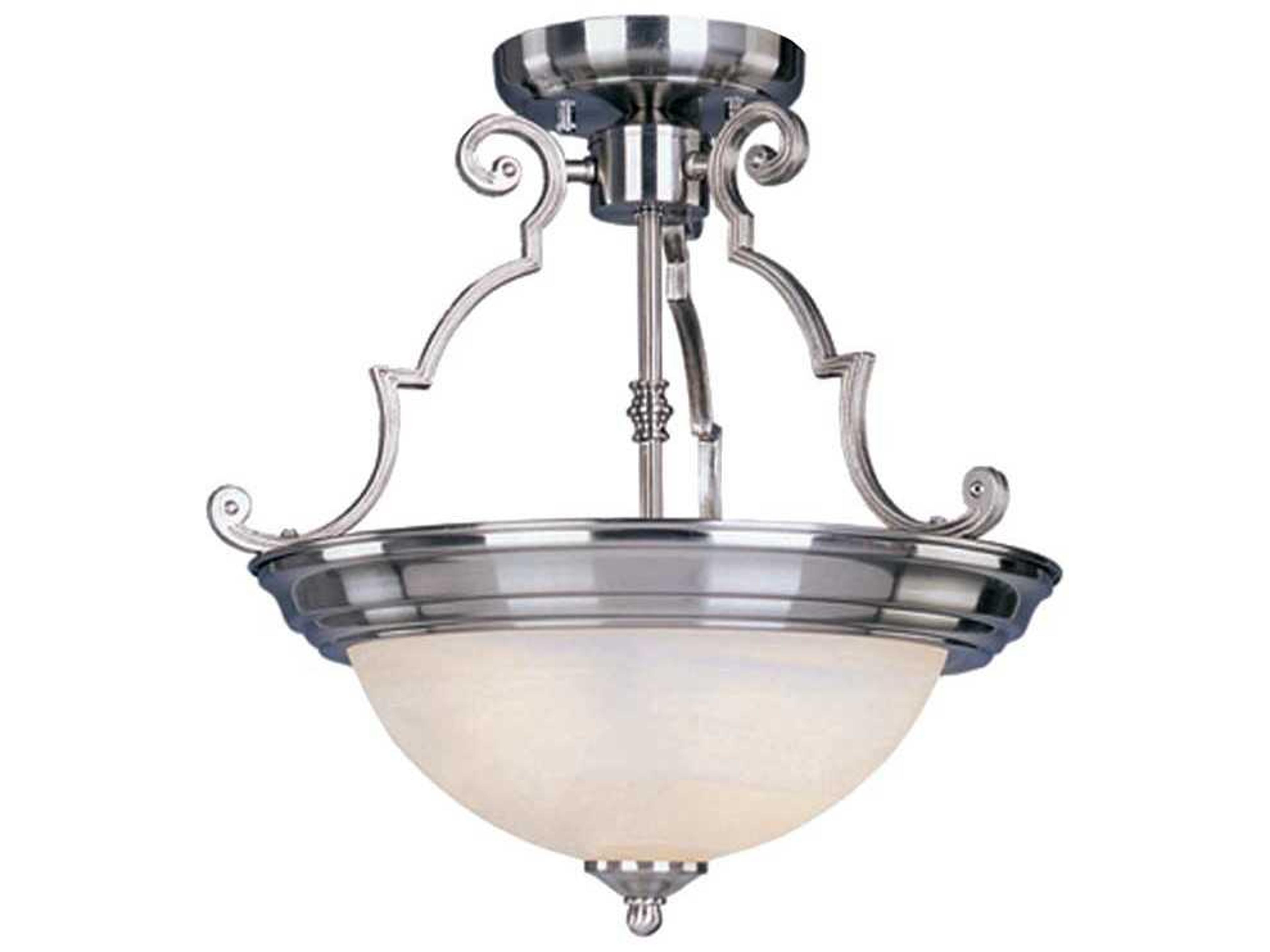 Essentials 2-Light Satin Nickel Glass Bowl Semi Flush Mount