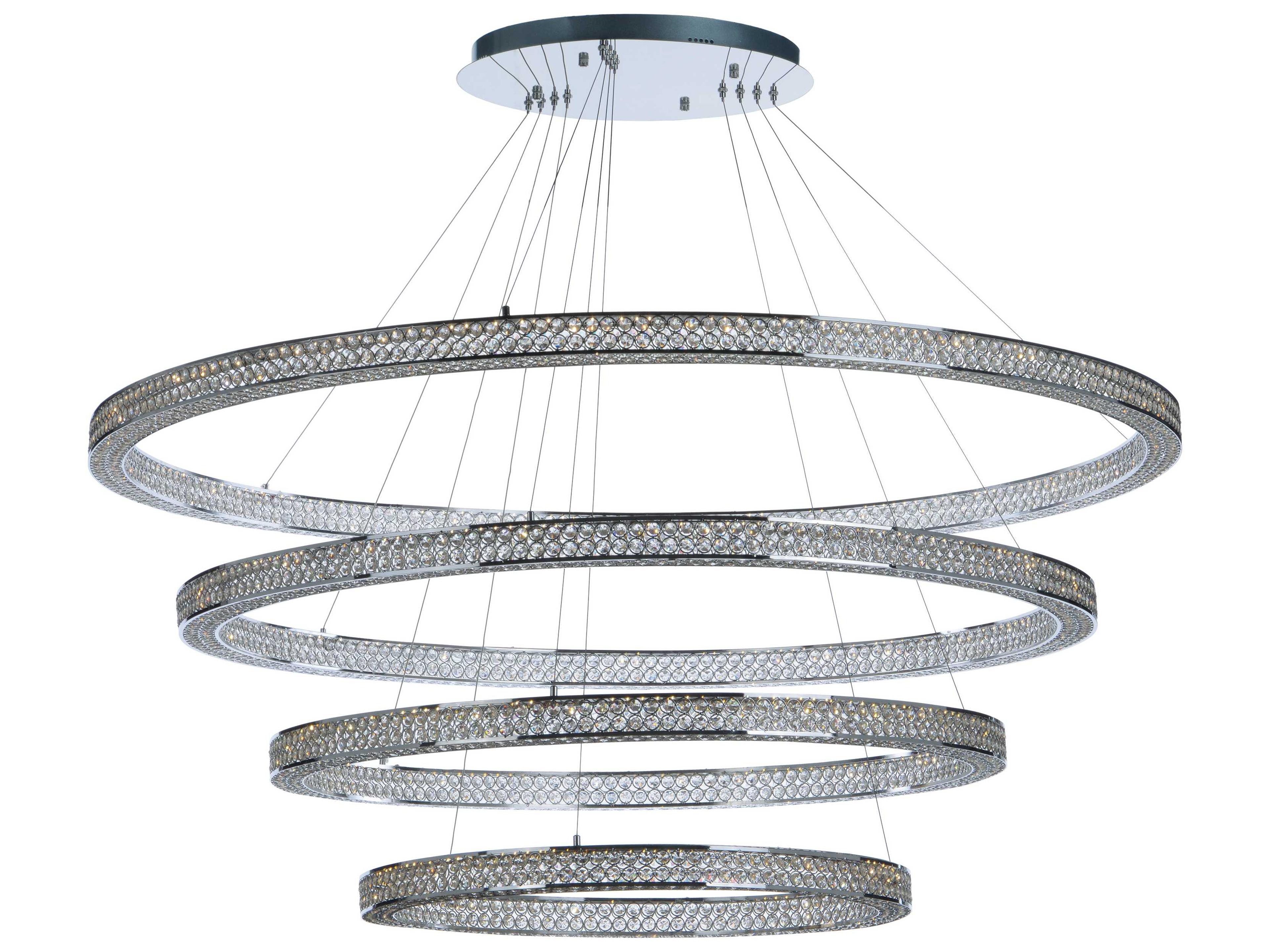 Eternity Led 4-Light Polished Chrome Glass LED Round Tiered Pendant