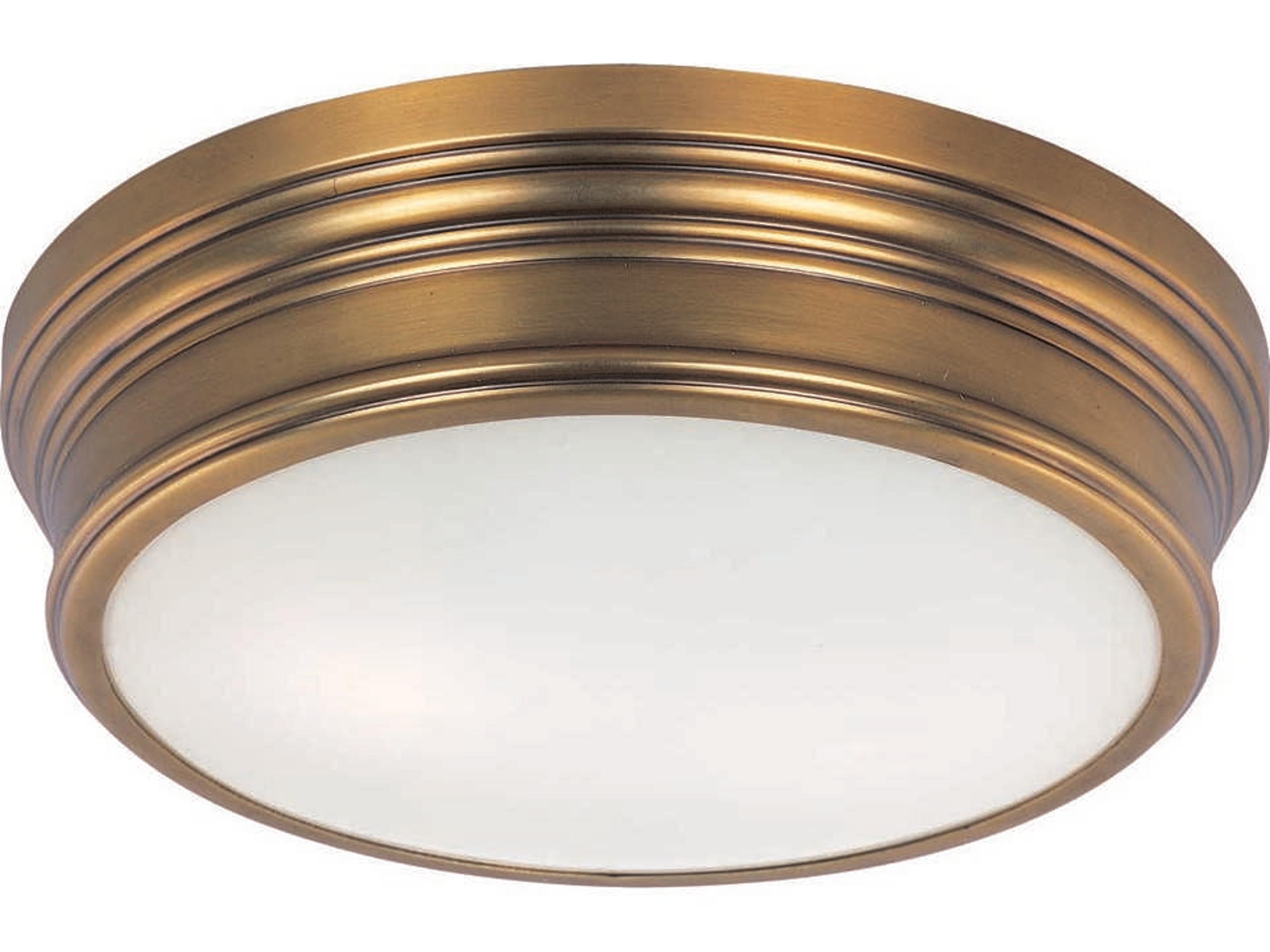 Fairmont 2-Light Natural Aged Brass Glass Drum Flush Mount