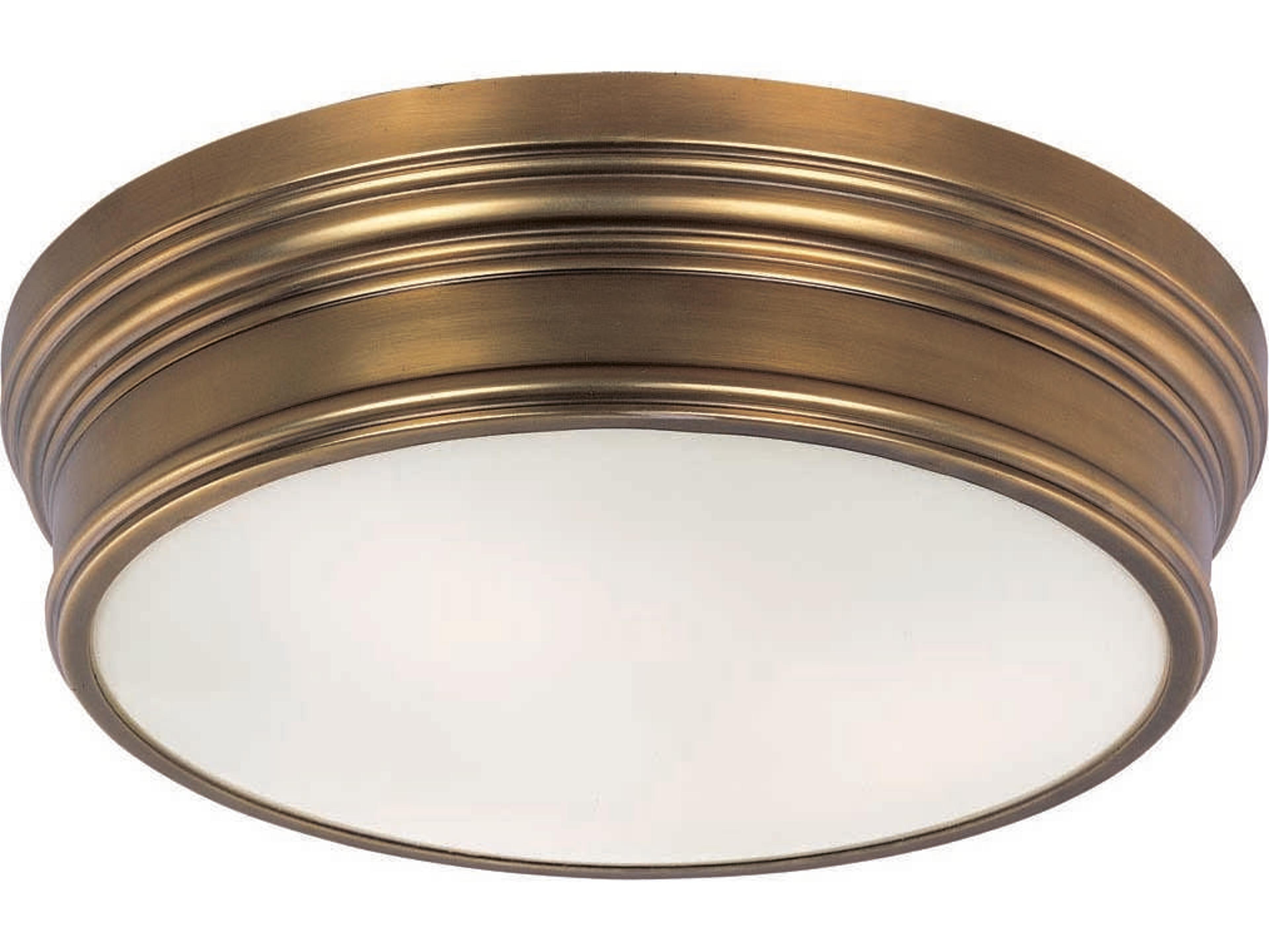 Fairmont 3-Light Natural Aged Brass Glass Drum Flush Mount
