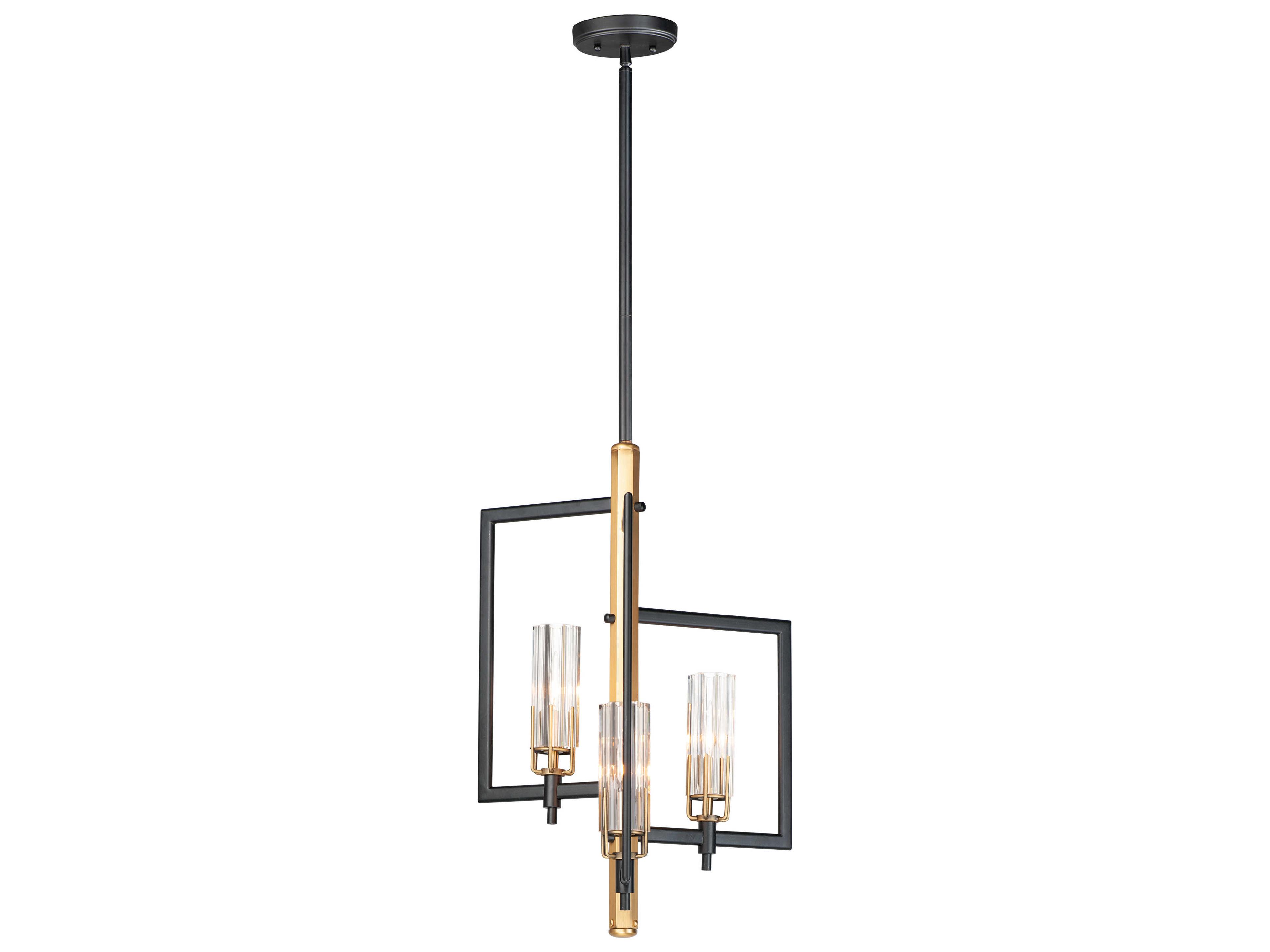 Flambeau 3-Light Black Antique Brass Glass Candelabra Chandelier