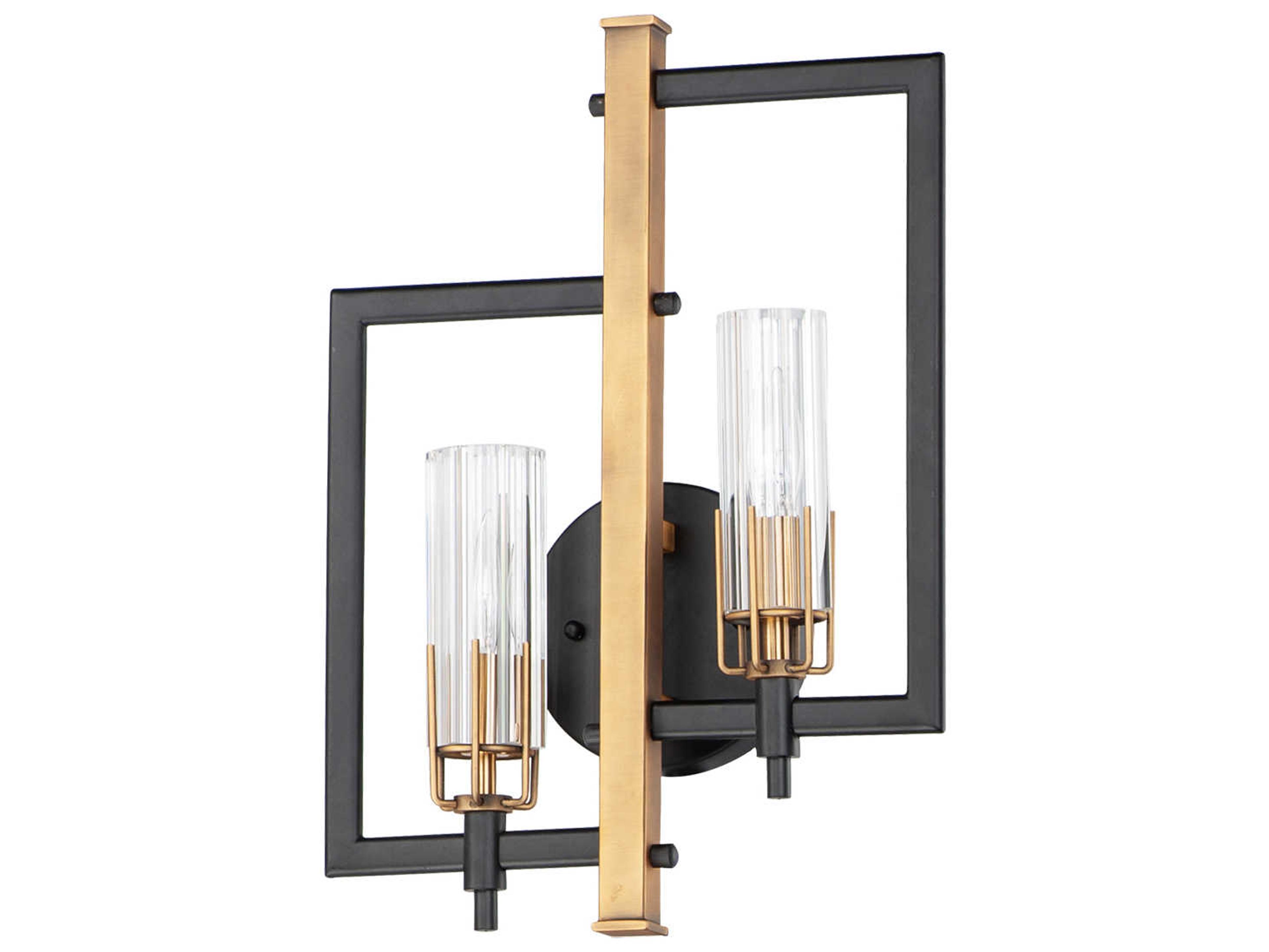 Flambeau 2-Light Black Antique Brass Glass Wall Sconce