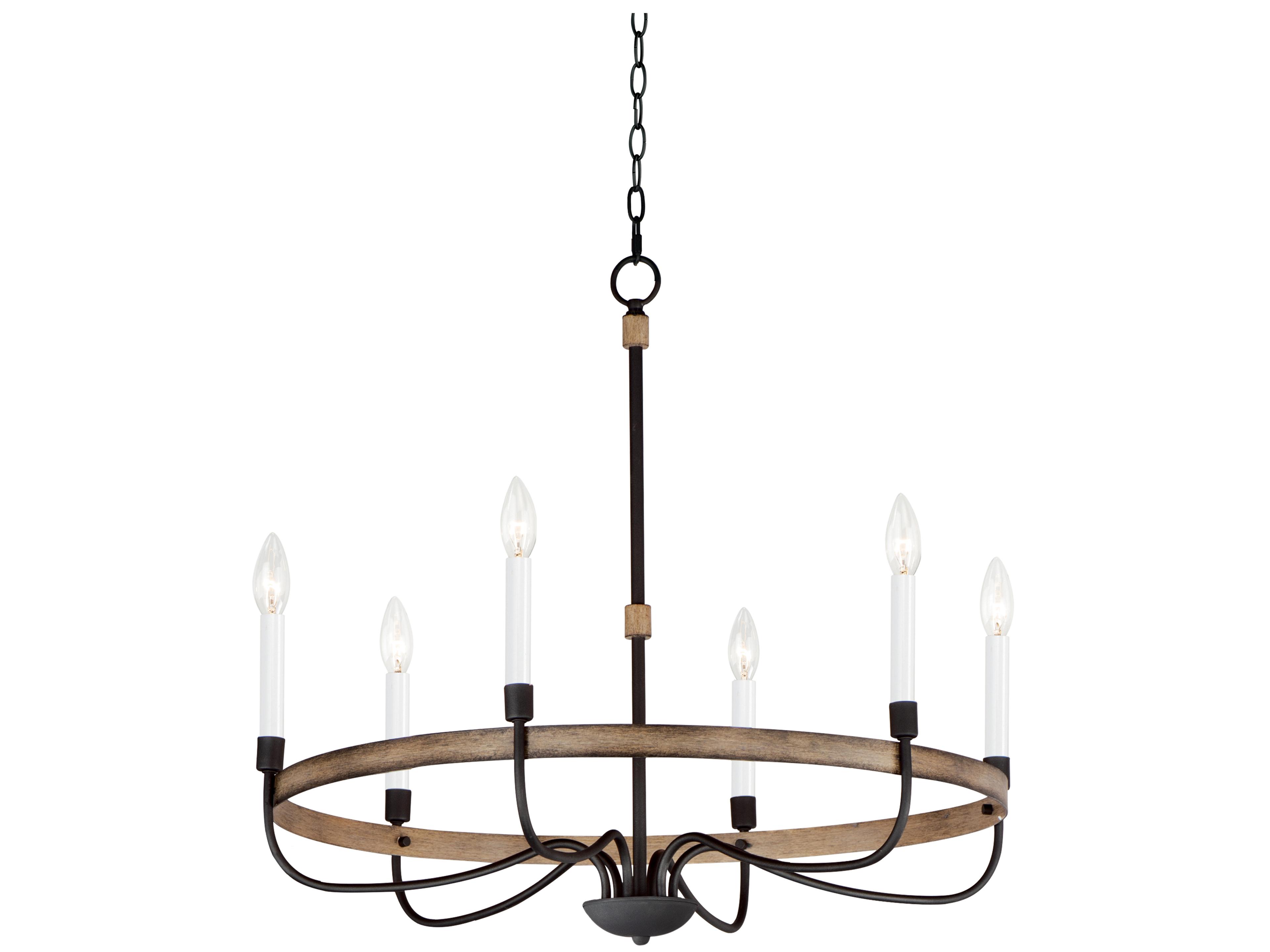 Franklin 6-Light Driftwood Black Brown Candelabra Chandelier