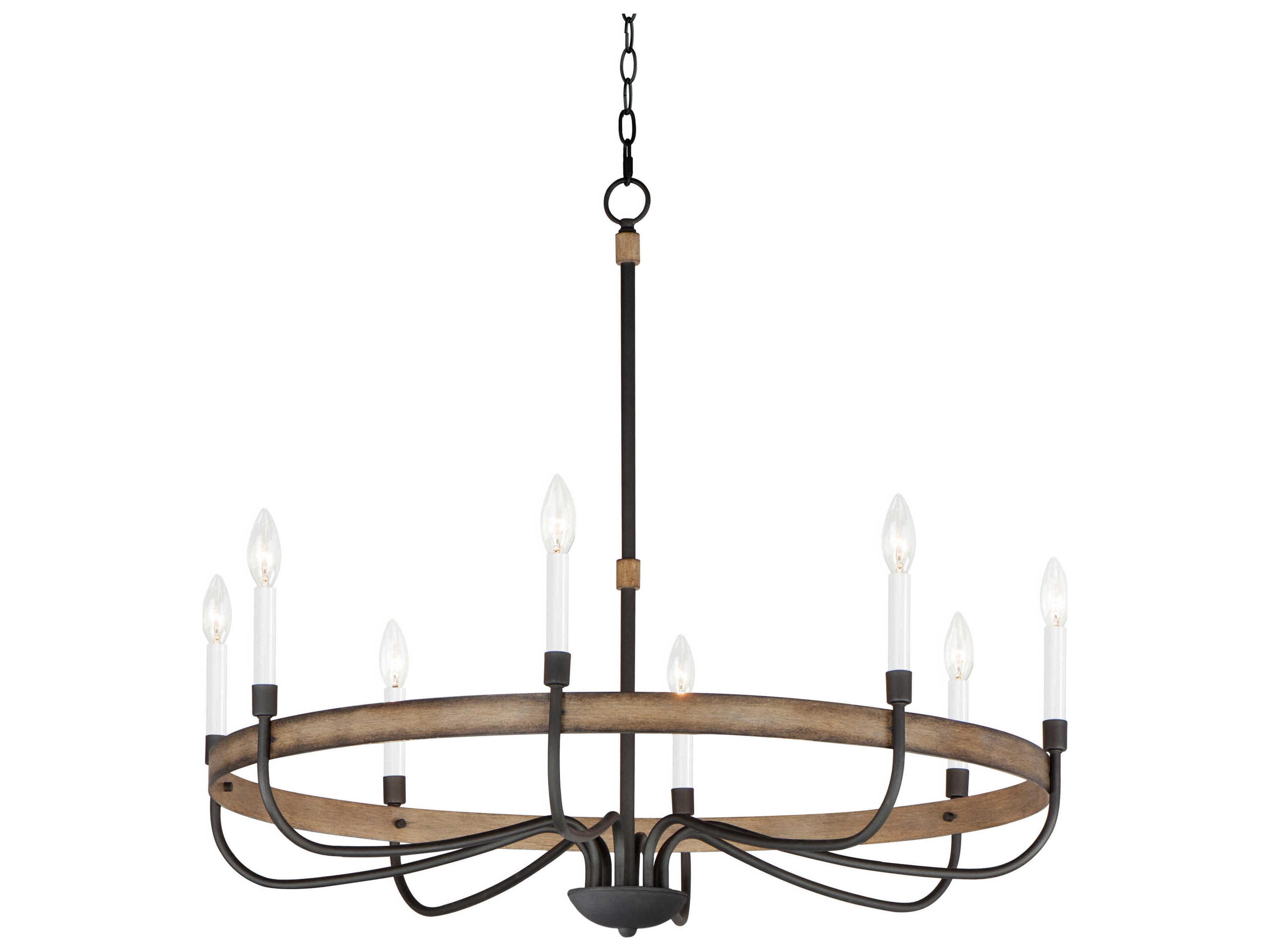 Franklin 8-Light Driftwood Black Brown Candelabra Chandelier