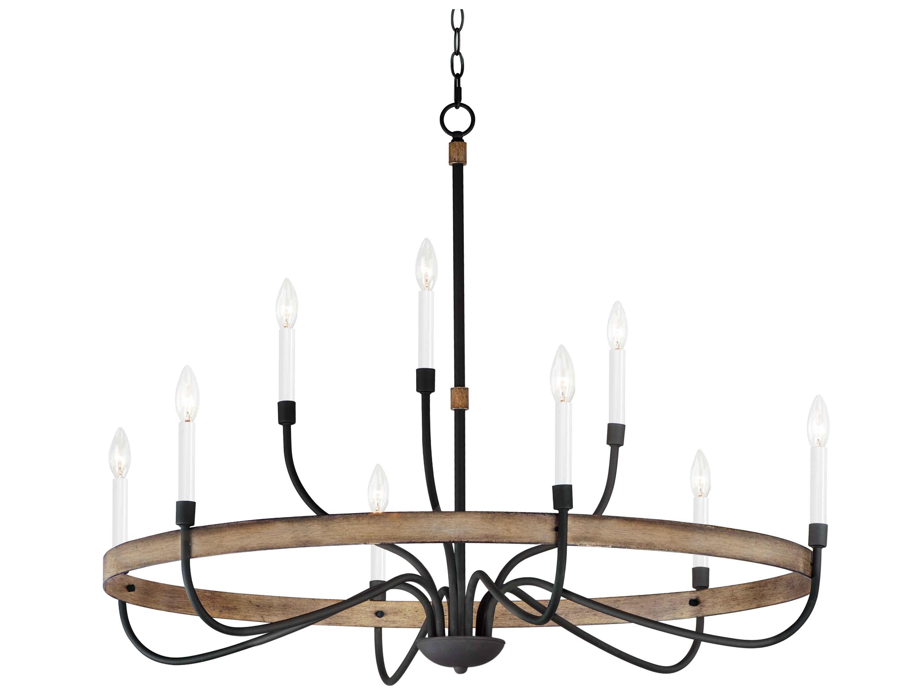 Franklin 9-Light Driftwood Black Brown Candelabra Chandelier