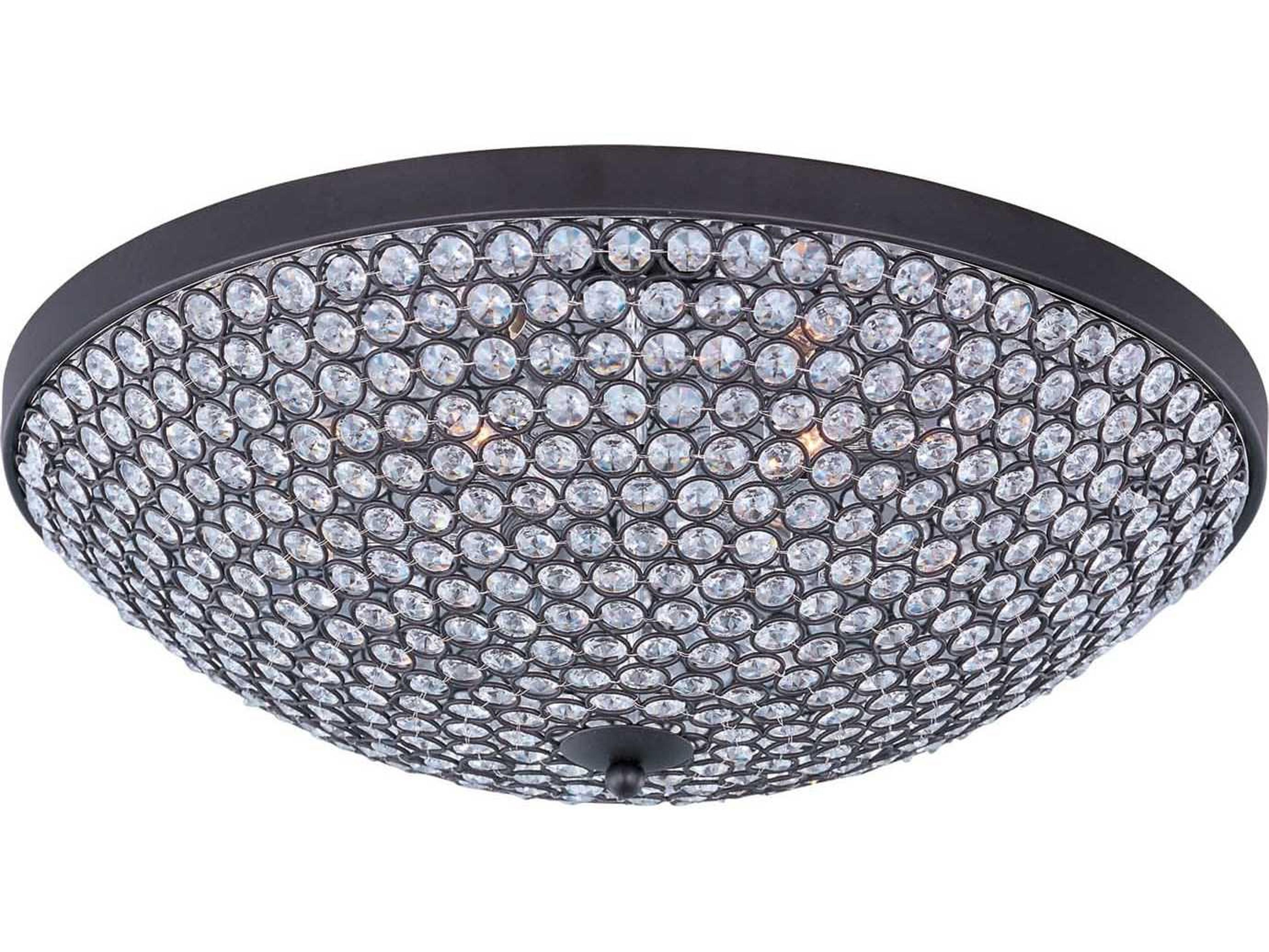 Glimmer 6-Light Bronze Crystal Glass Bowl Flush Mount
