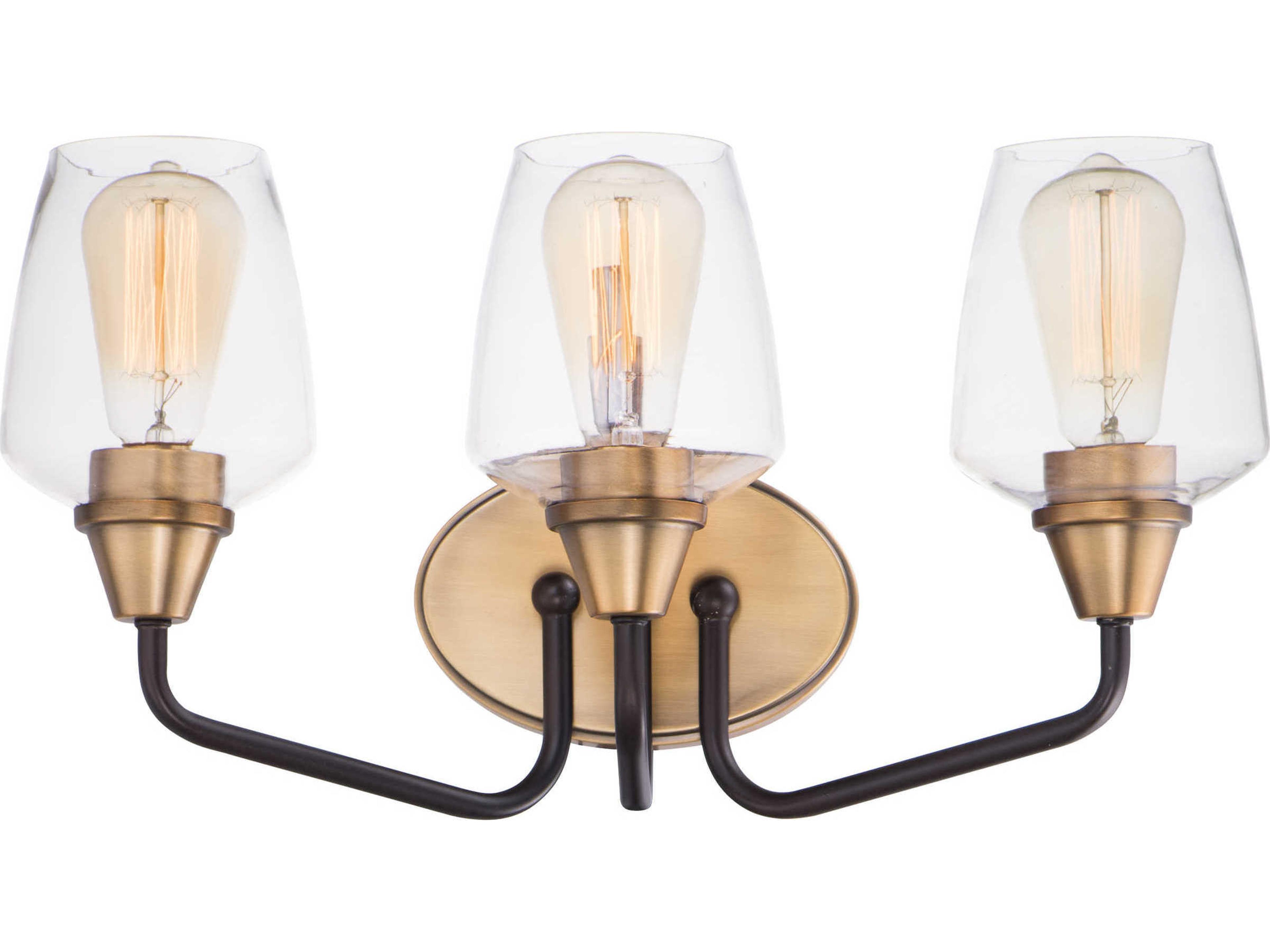 Goblet 3-Light Bronze Antique Brass Glass Vanity Light