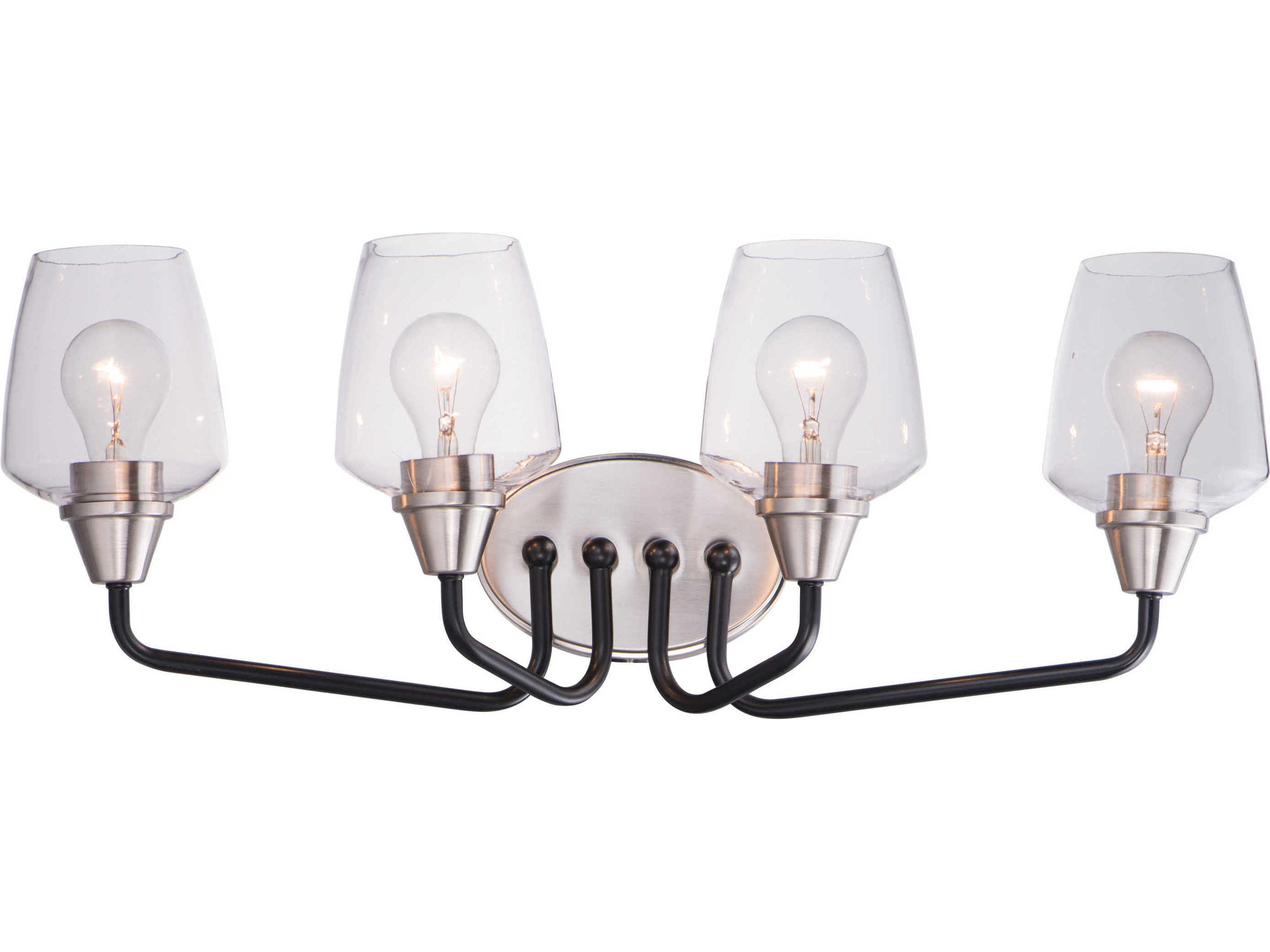 Goblet 4-Light Black Satin Nickel Glass Vanity Light