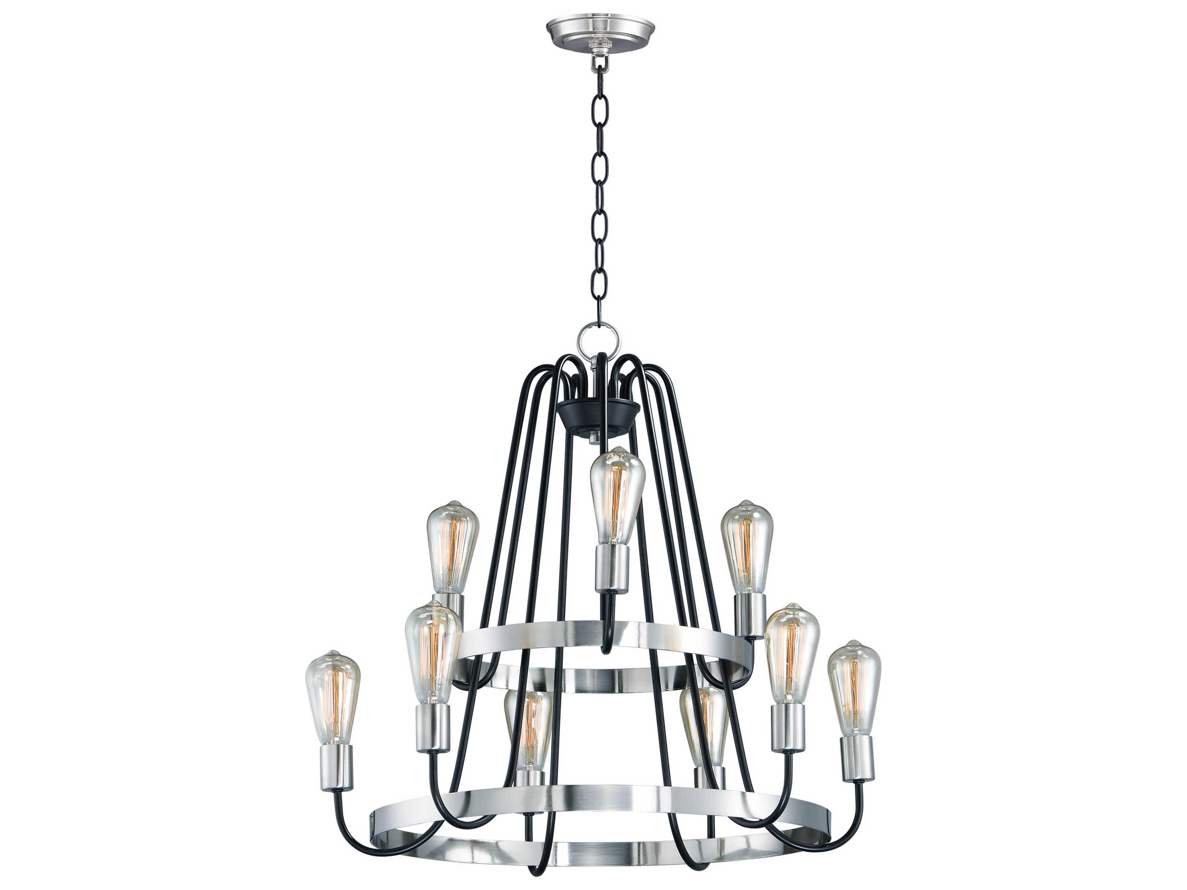 Haven 9-Light Black Satin Nickel Candelabra Tiered Chandelier