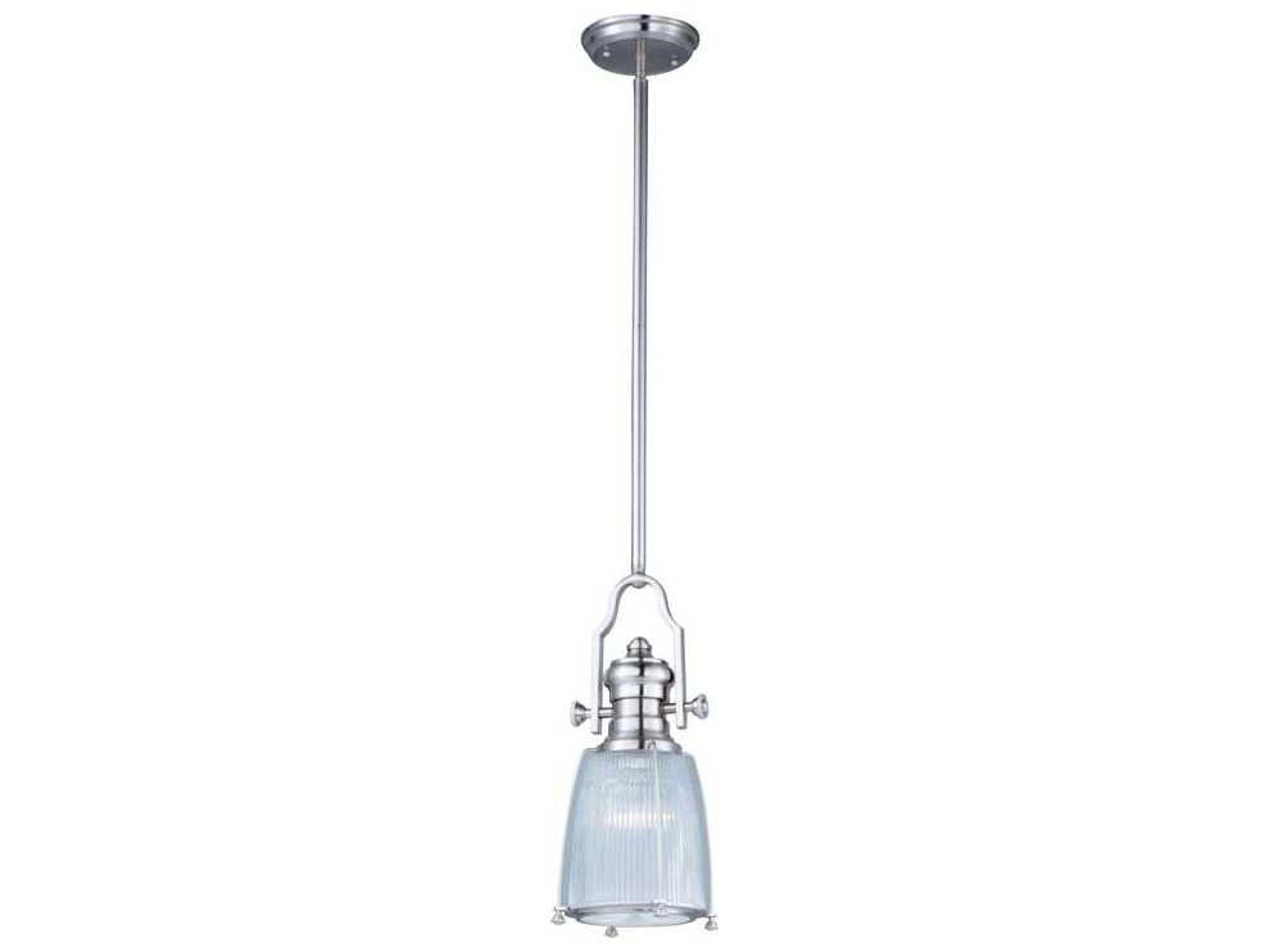 Hi-bay 1-Light Satin Nickel Glass Pendant