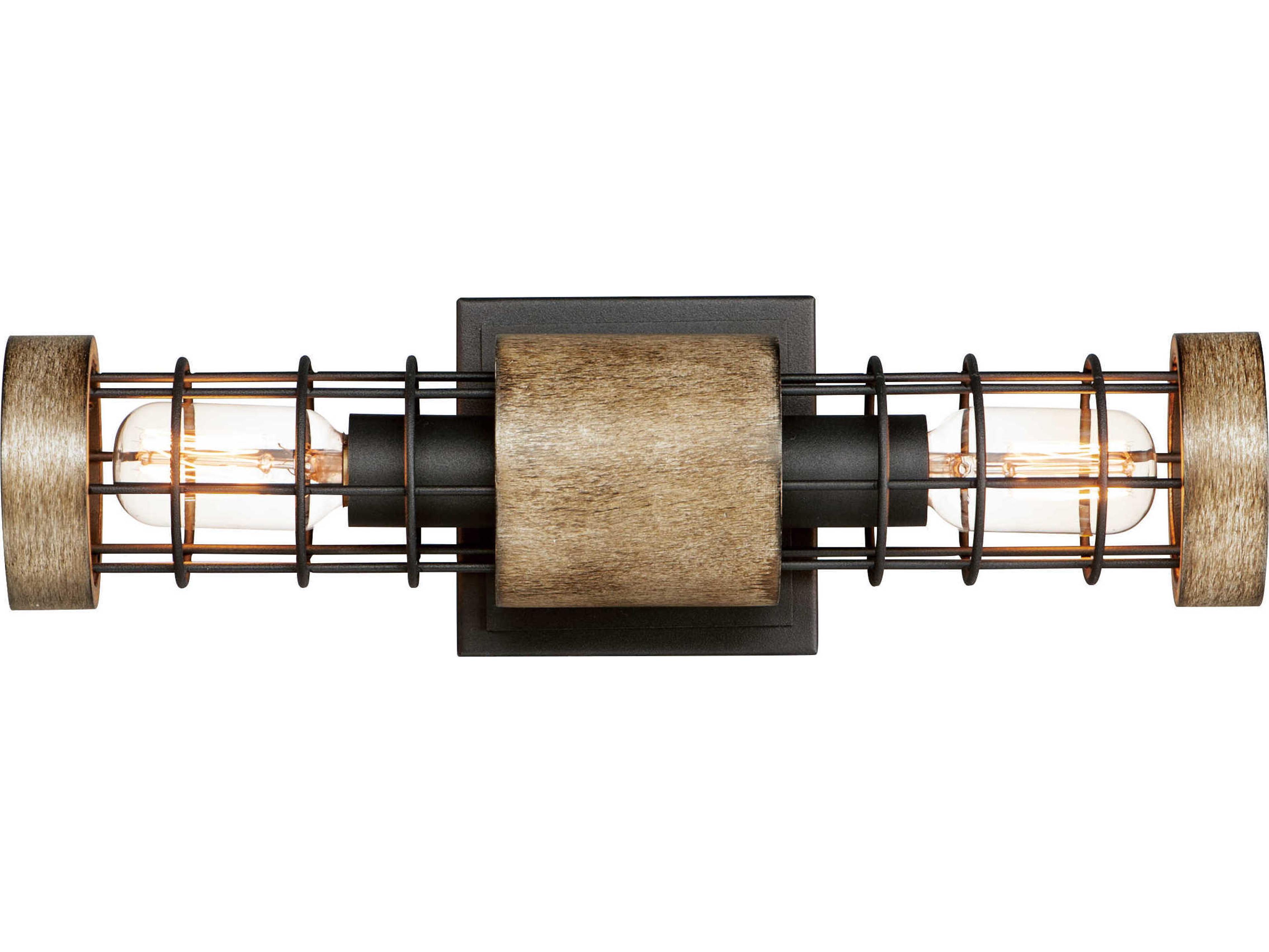 Homestead 2-Light Driftwood Black Brown Wall Sconce