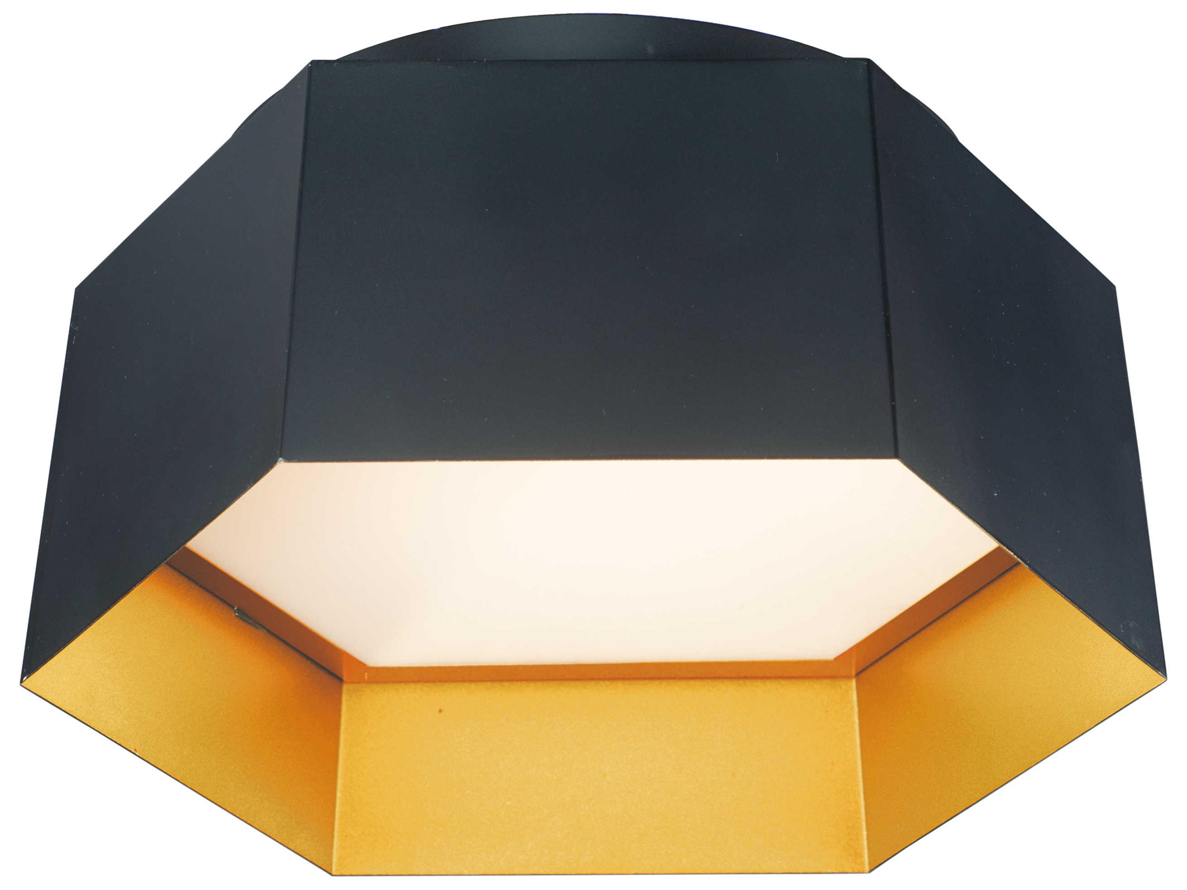 Honeycomb 1-Light Black Gold LED Geometric Flush Mount