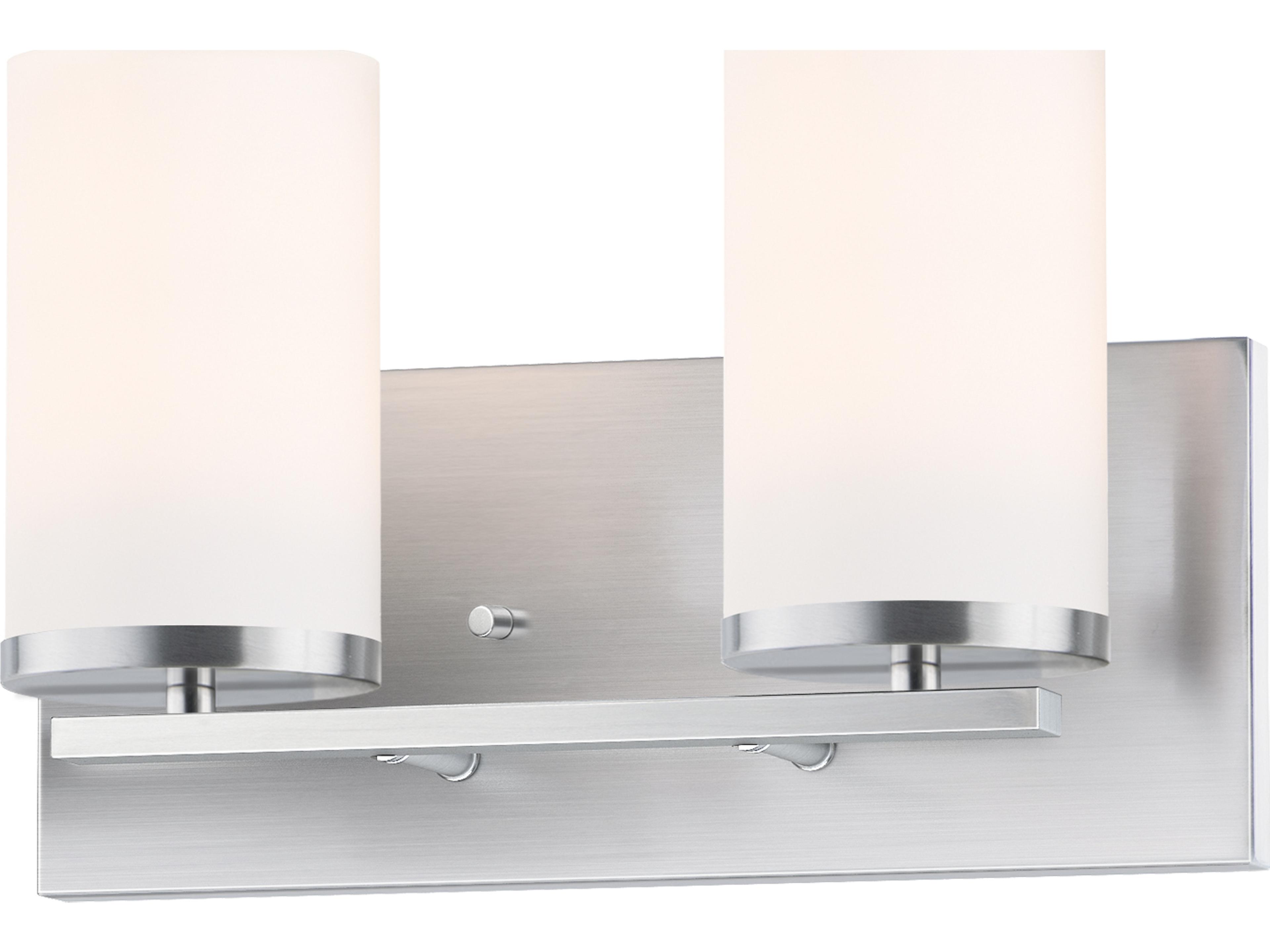 Lateral 2-Light Satin Nickel Glass Vanity Light