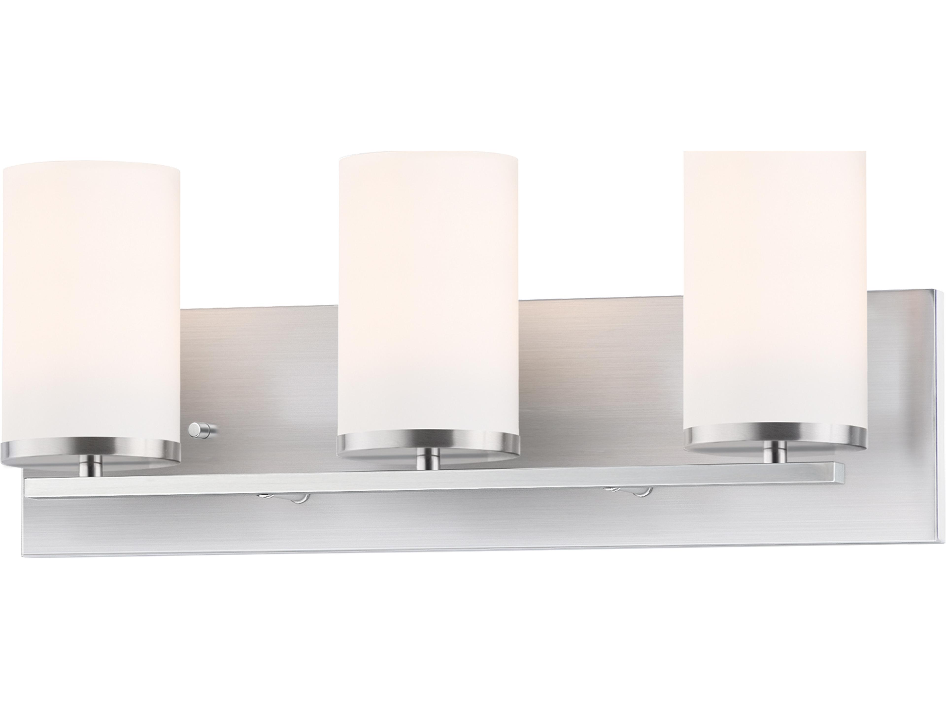 Lateral 3-Light Satin Nickel Glass Vanity Light