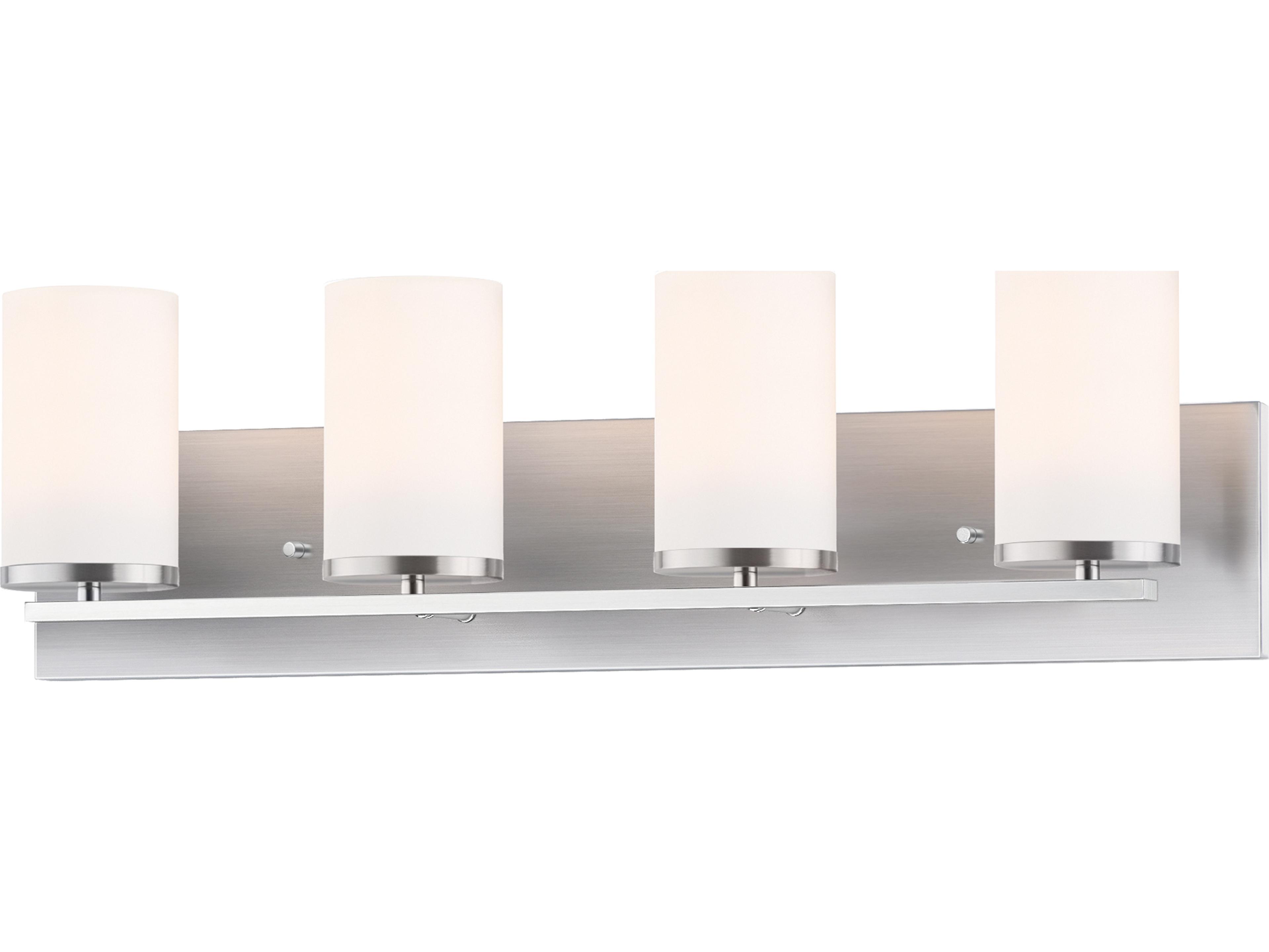 Lateral 4-Light Satin Nickel Glass Vanity Light